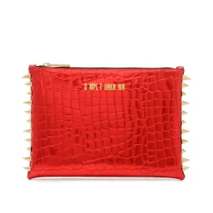 RED CROCO LAME CLUTCH BAG