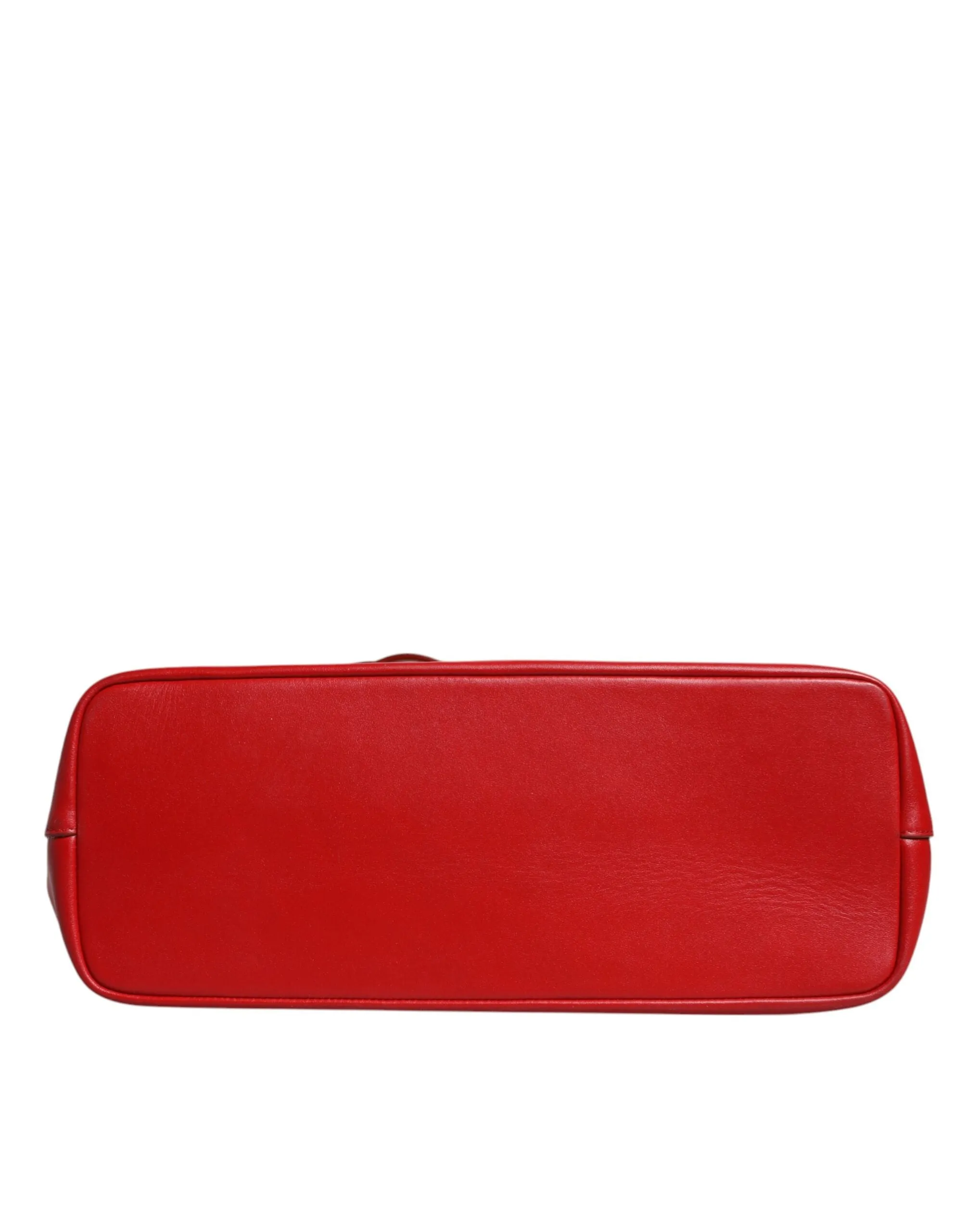 Red Leather Crystal DG Logo FEFE Shoulder Tote Bag
