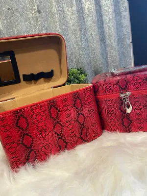 Red Snake Skin Hard Travel Case