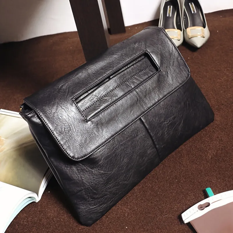 Retro PU Leather Clutch Bag, Large Capacity Wristlet Handbags, Lady Purse Envelop Bags