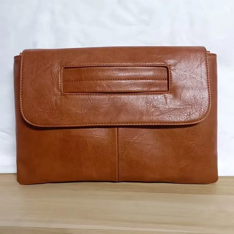 Retro PU Leather Clutch Bag, Large Capacity Wristlet Handbags, Lady Purse Envelop Bags
