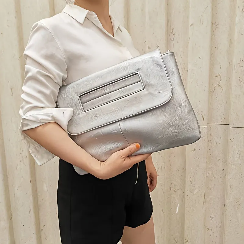 Retro PU Leather Clutch Bag, Large Capacity Wristlet Handbags, Lady Purse Envelop Bags