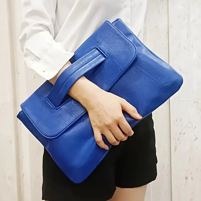 Retro PU Leather Clutch Bag, Large Capacity Wristlet Handbags, Lady Purse Envelop Bags