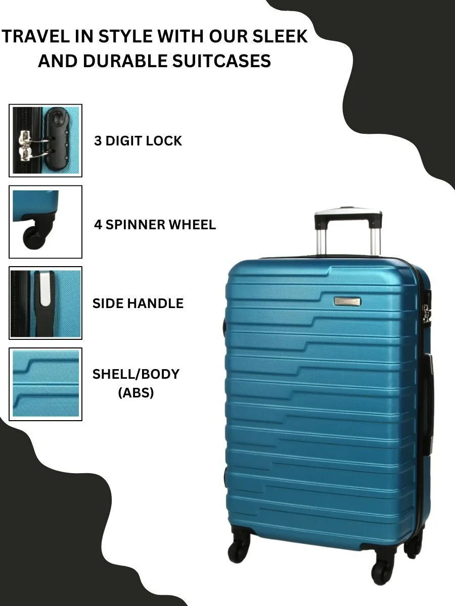 Robust Lightweight Blue Hard shell Suitcase 4 Wheel Luggage