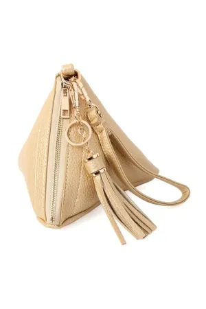 Rose Gold Pyramid Shape Tassel Wristlet Leather Bag - Pack of 6