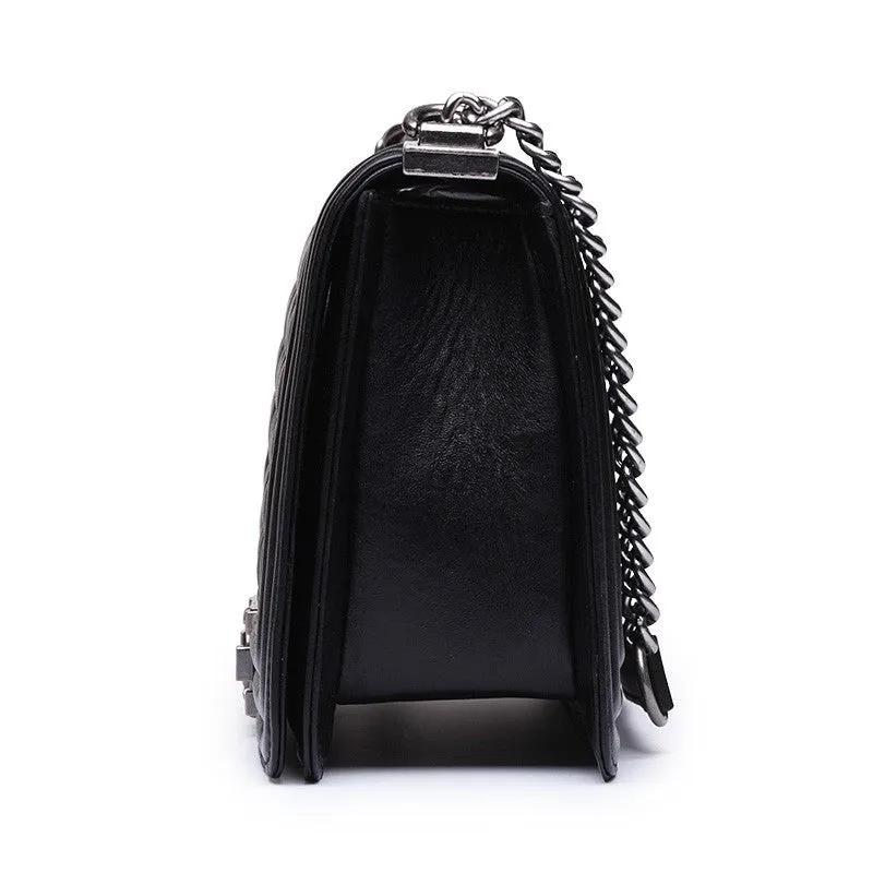 Rose Quilted Lambskin Leather Shoulder Bag with Chain