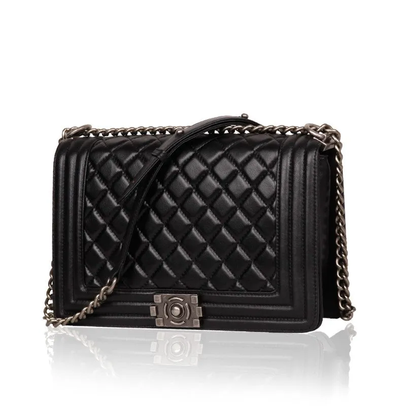 Rose Quilted Lambskin Leather Shoulder Bag with Chain