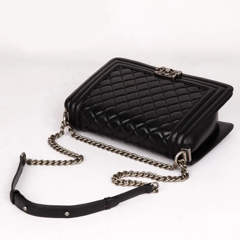 Rose Quilted Lambskin Leather Shoulder Bag with Chain