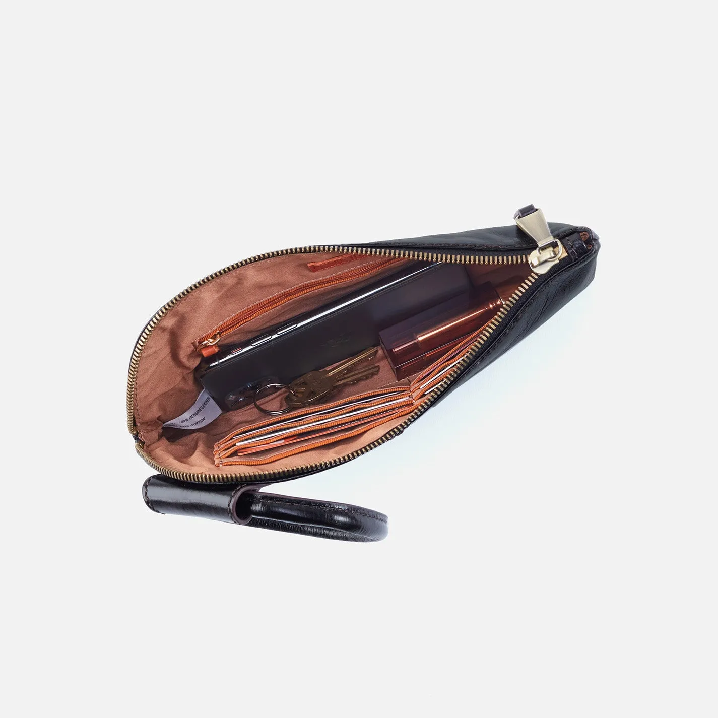 Sable Wristlet in Metallic Leather - Granite Grey