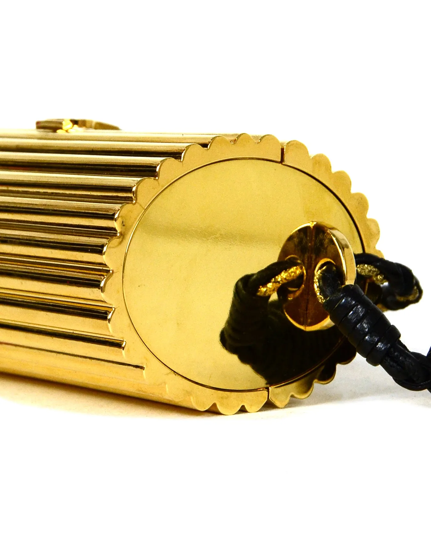 Saint Laurent Gold Plexiglass Opium Minaudiere w/ Leather Tassel