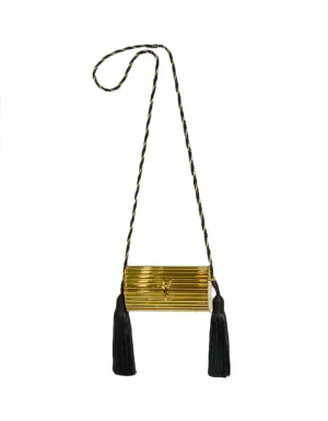 Saint Laurent Gold Plexiglass Opium Minaudiere w/ Leather Tassel