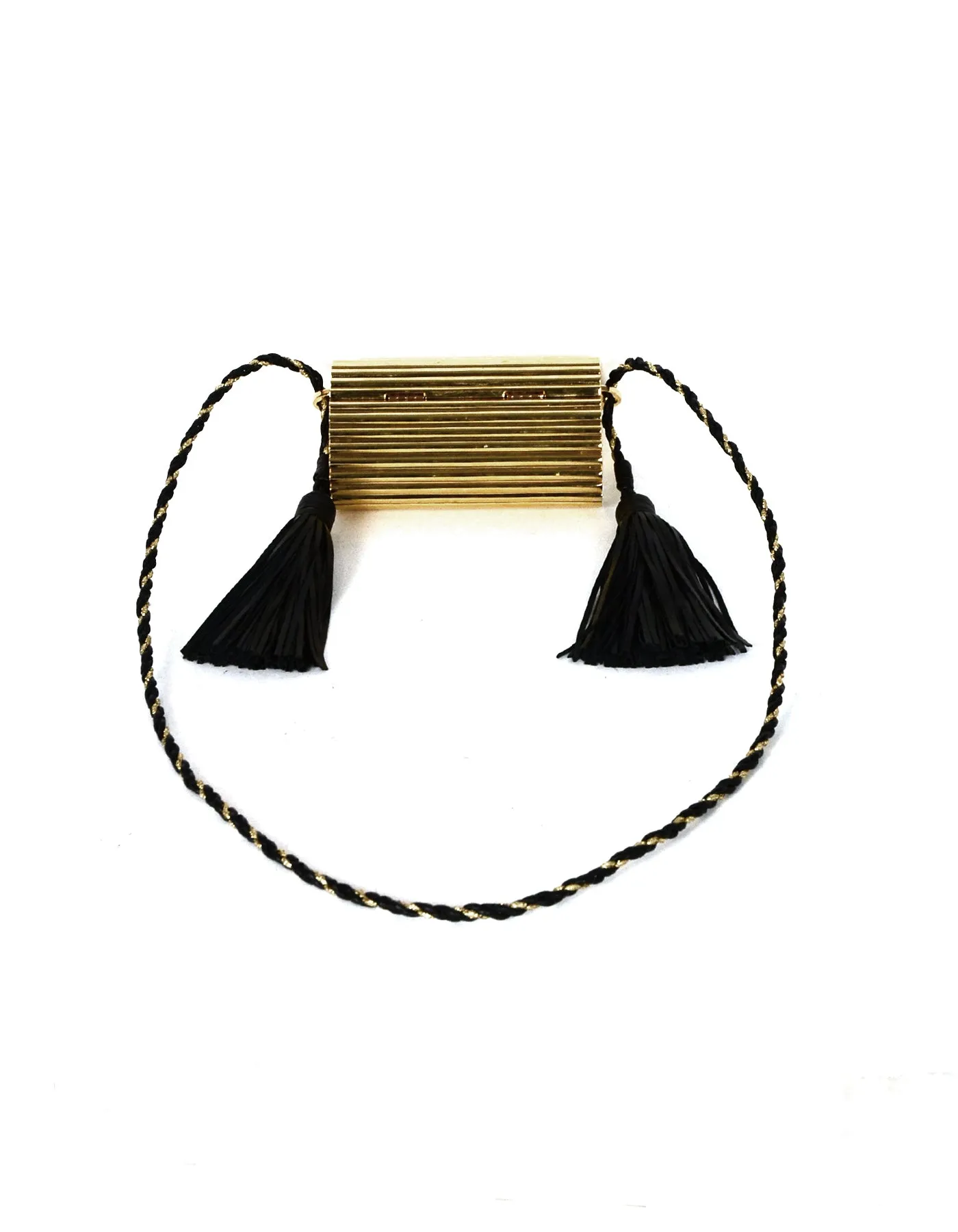 Saint Laurent Gold Plexiglass Opium Minaudiere w/ Leather Tassel