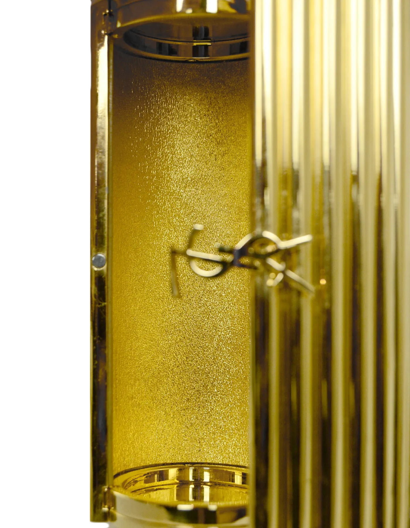 Saint Laurent Gold Plexiglass Opium Minaudiere w/ Leather Tassel