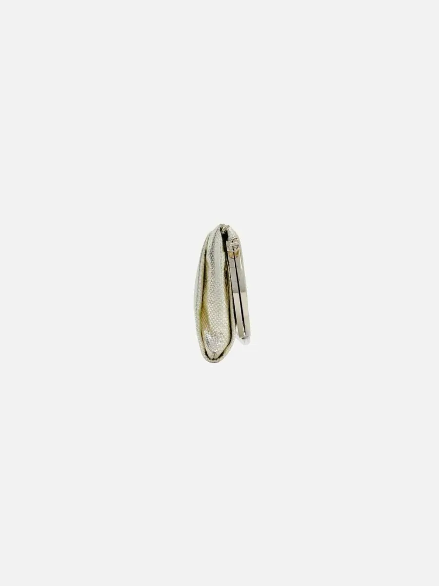 SALVATORE FERRAGAMO Framy Metallic Silver Clutch