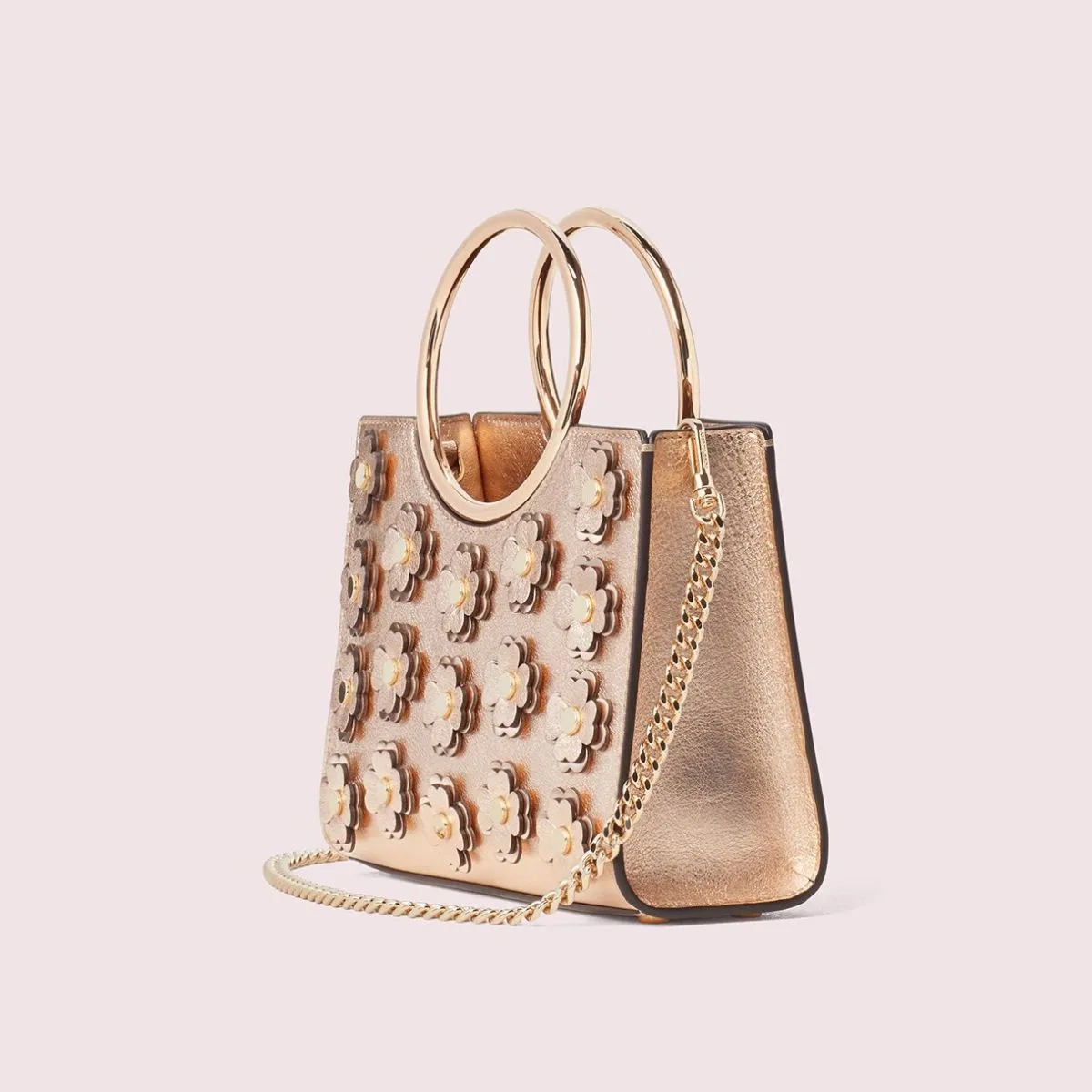Sam Flower Appliqués Bracelet Metallic Mini Satchel Bag