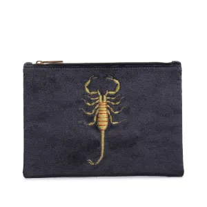 SCORPION EMBROIDERED CLUTCH BAG(BLACK)