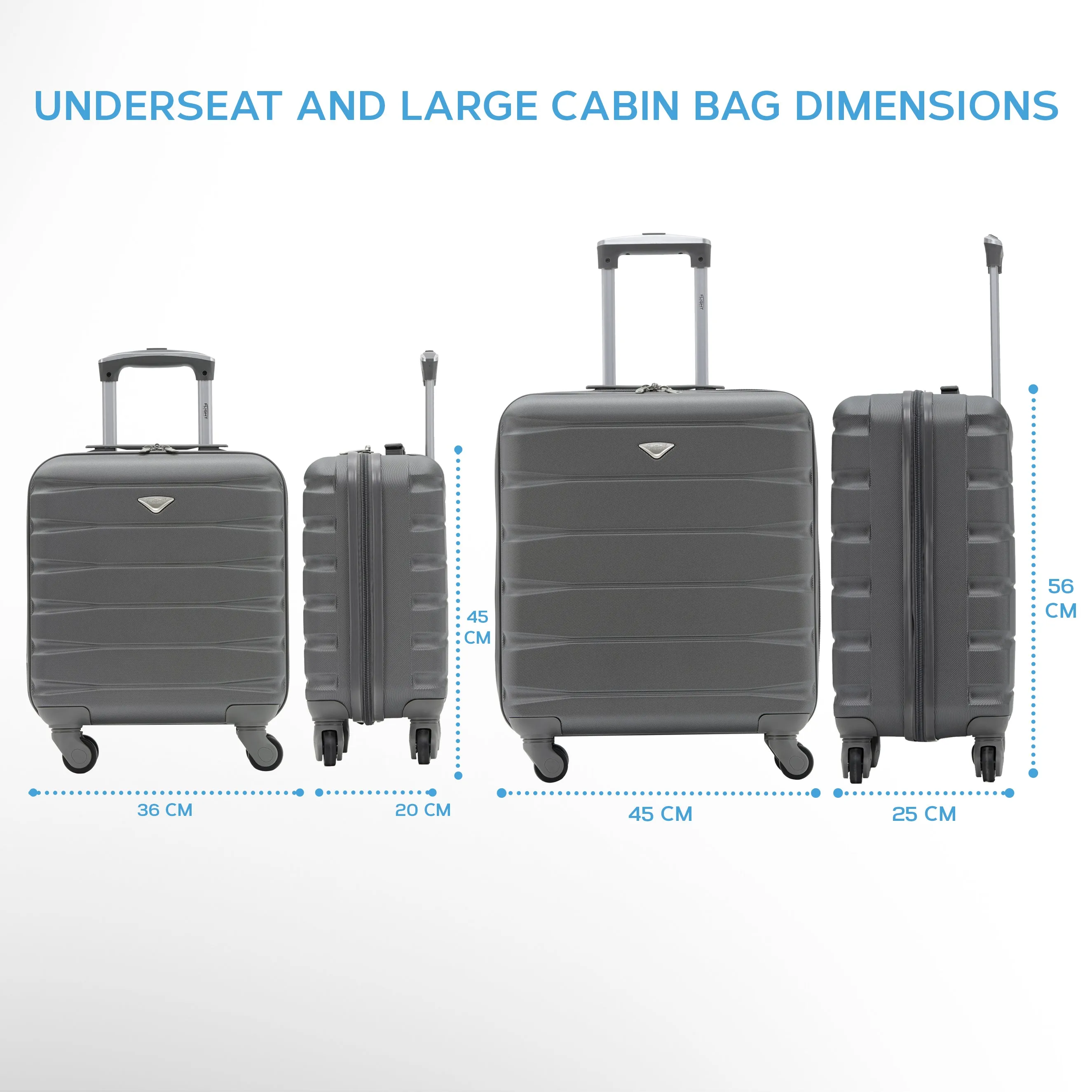 Set Of 2 easyJet Overhead & Underseat Carry On Luggage 45x36x20cm   56x45x25cm
