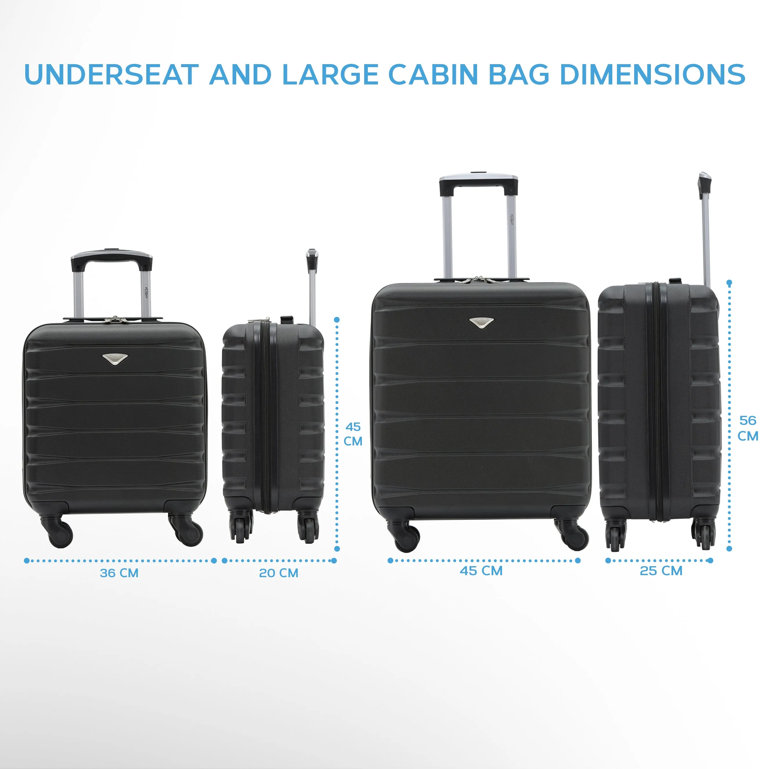 Set Of 2 easyJet Overhead & Underseat Carry On Luggage 45x36x20cm   56x45x25cm