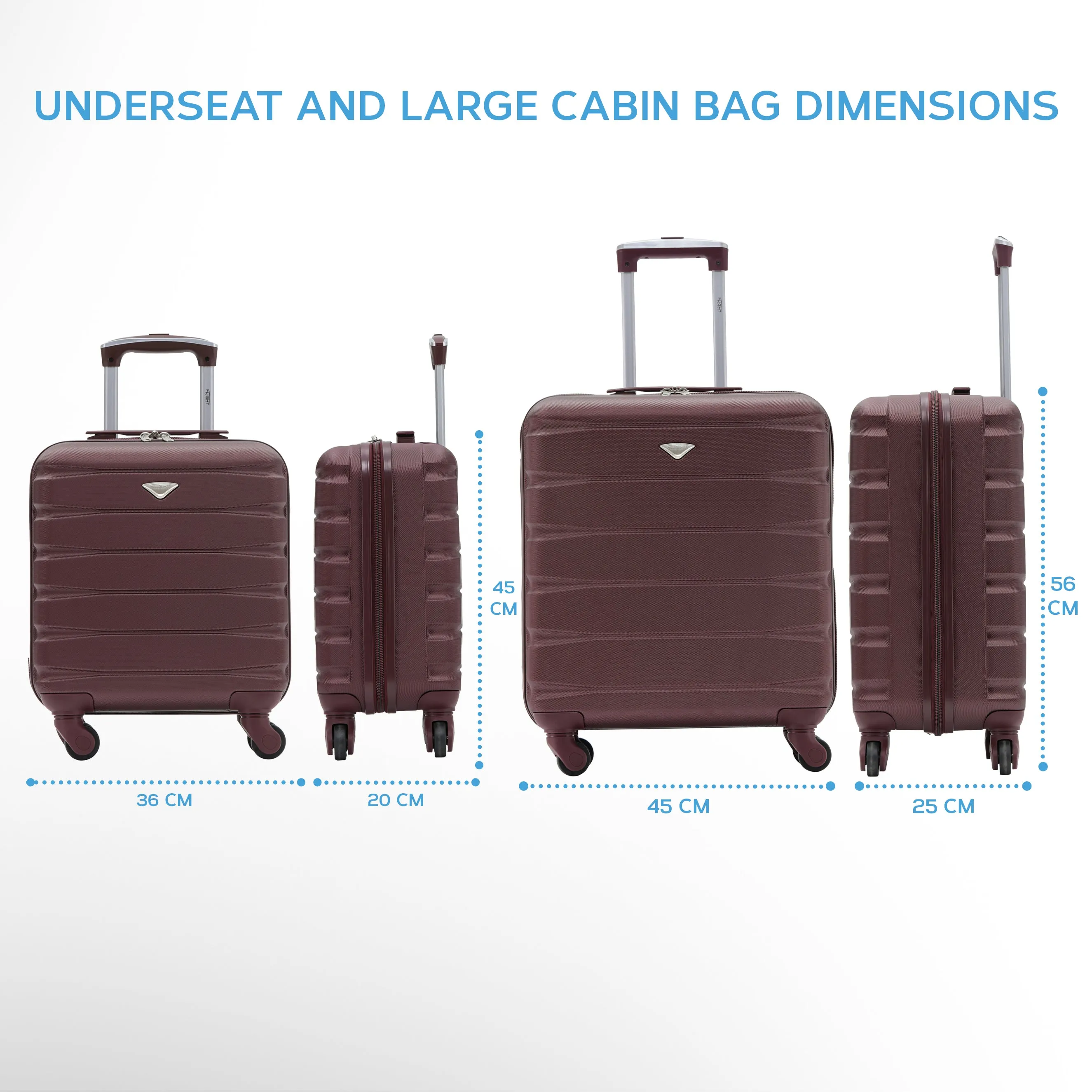 Set Of 2 easyJet Overhead & Underseat Carry On Luggage 45x36x20cm   56x45x25cm