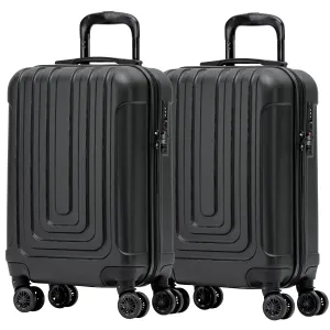 Set of 2 Lightweight Carry On Suitcase TSA USB Port 8 Wheels easyJet Approved