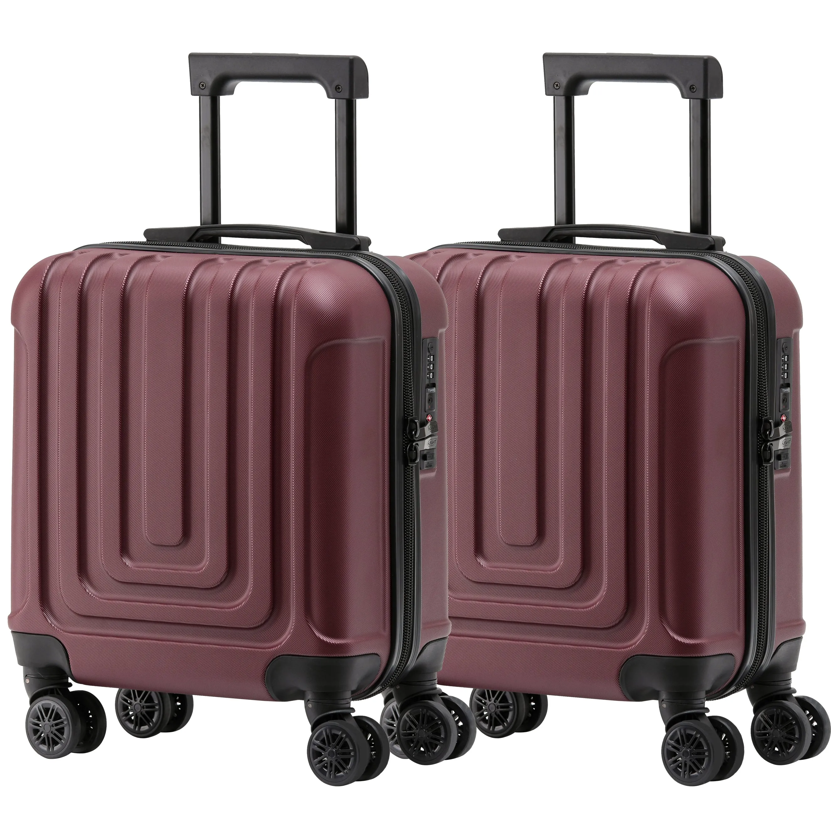 Set of 2 Lightweight Carry On Suitcase TSA USB Port 8 Wheels easyJet Approved