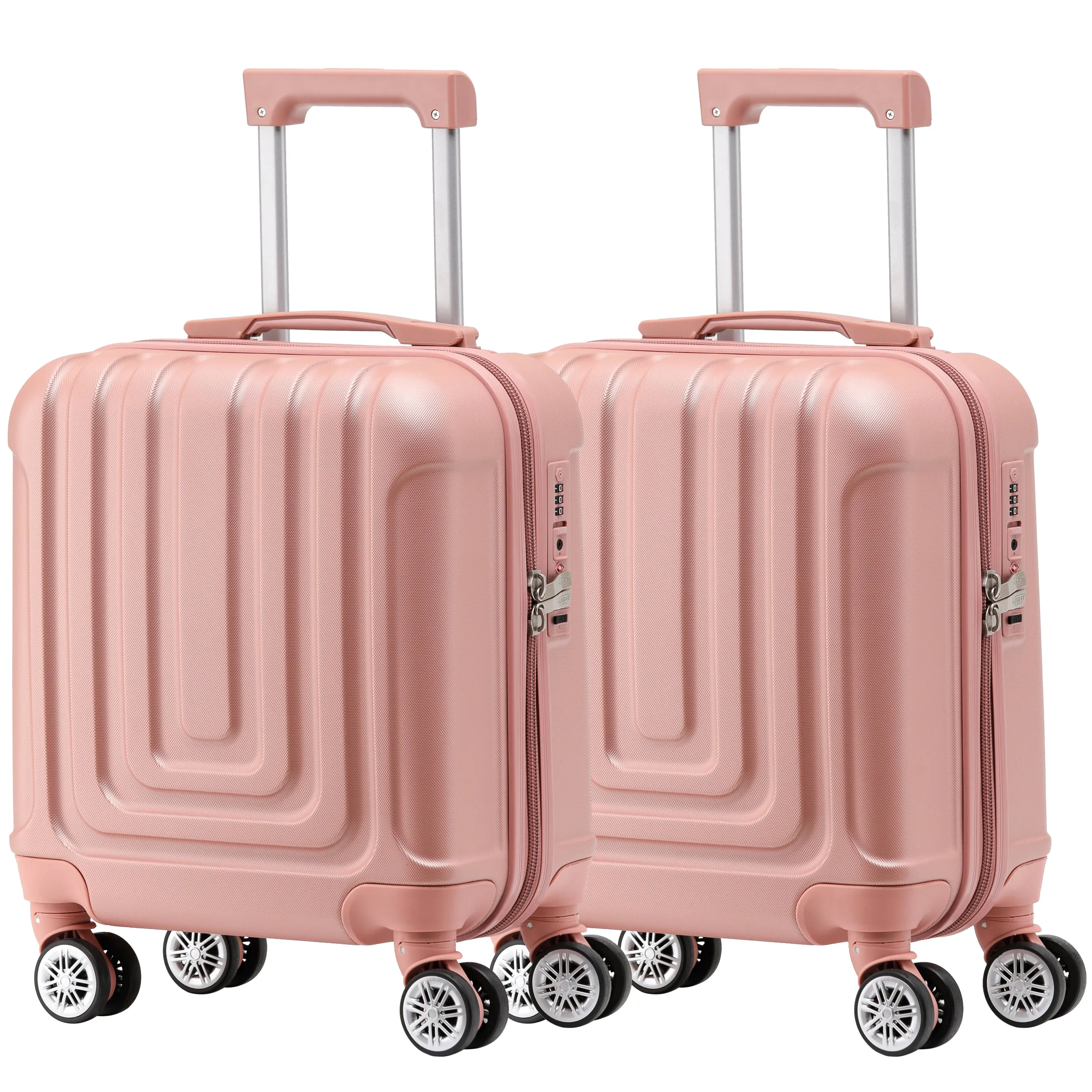 Set of 2 Lightweight Carry On Suitcase TSA USB Port 8 Wheels easyJet Approved