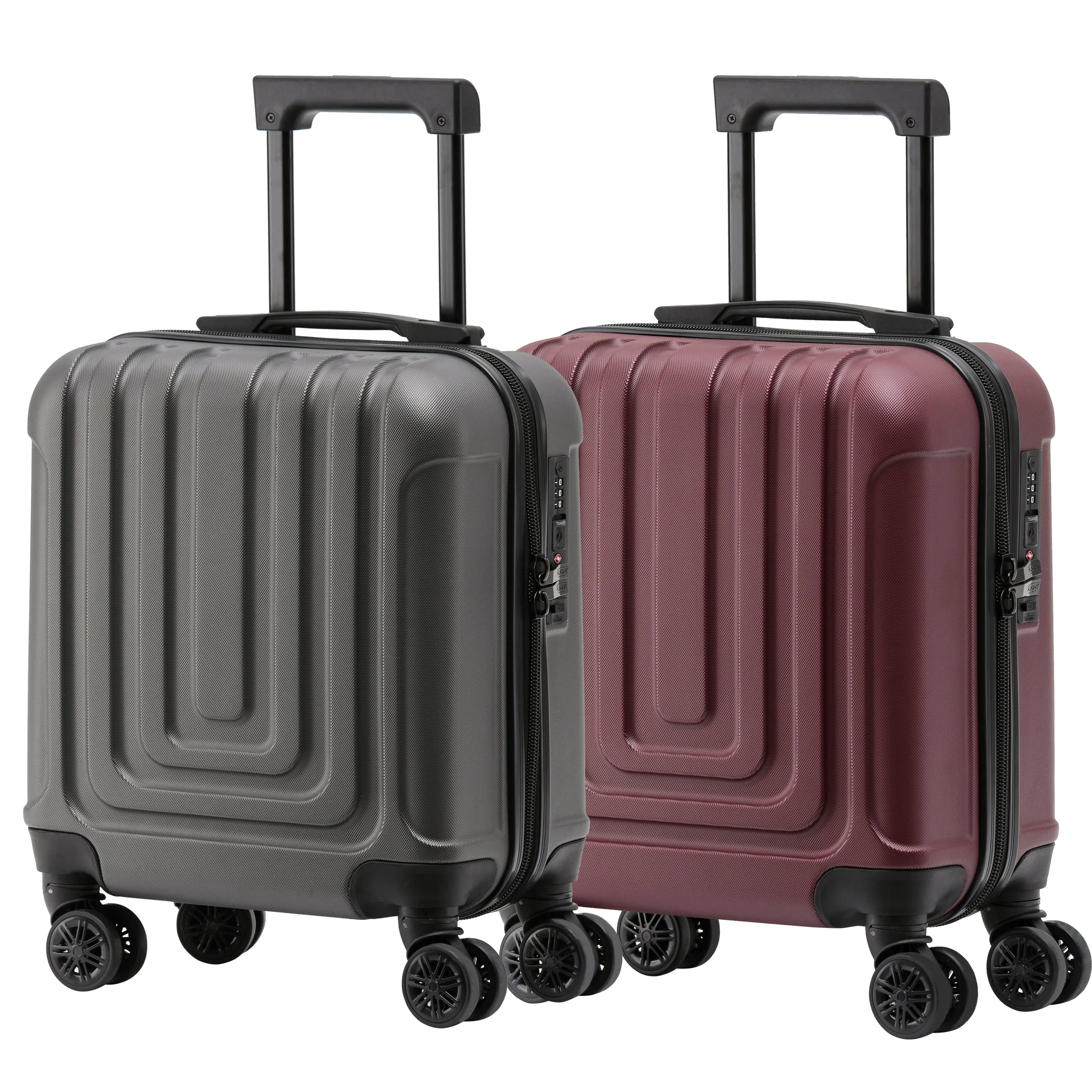 Set of 2 Lightweight Carry On Suitcase TSA USB Port 8 Wheels easyJet Approved