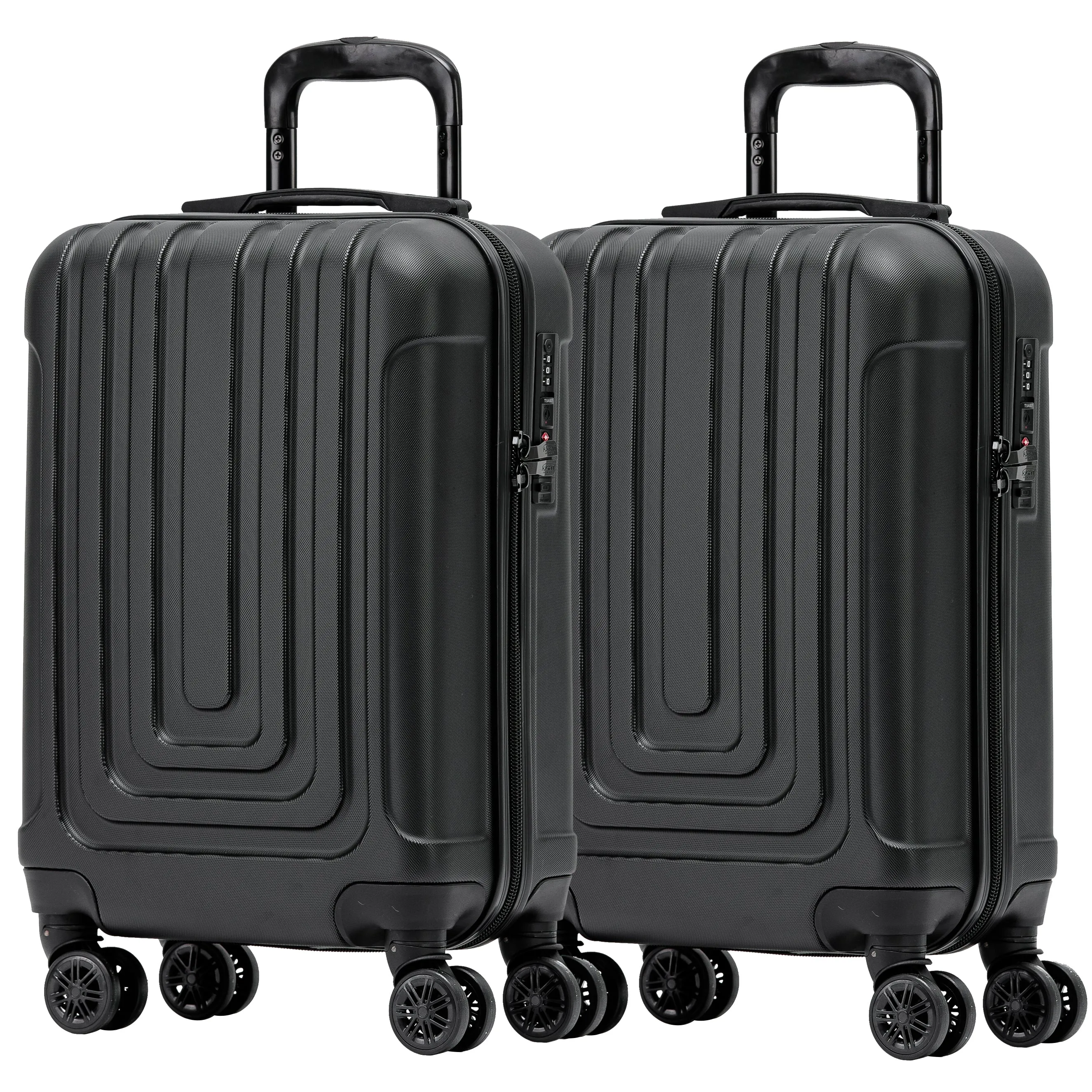 Set of 2 Lightweight Carry On Suitcase TSA USB Port 8 Wheels easyJet Approved