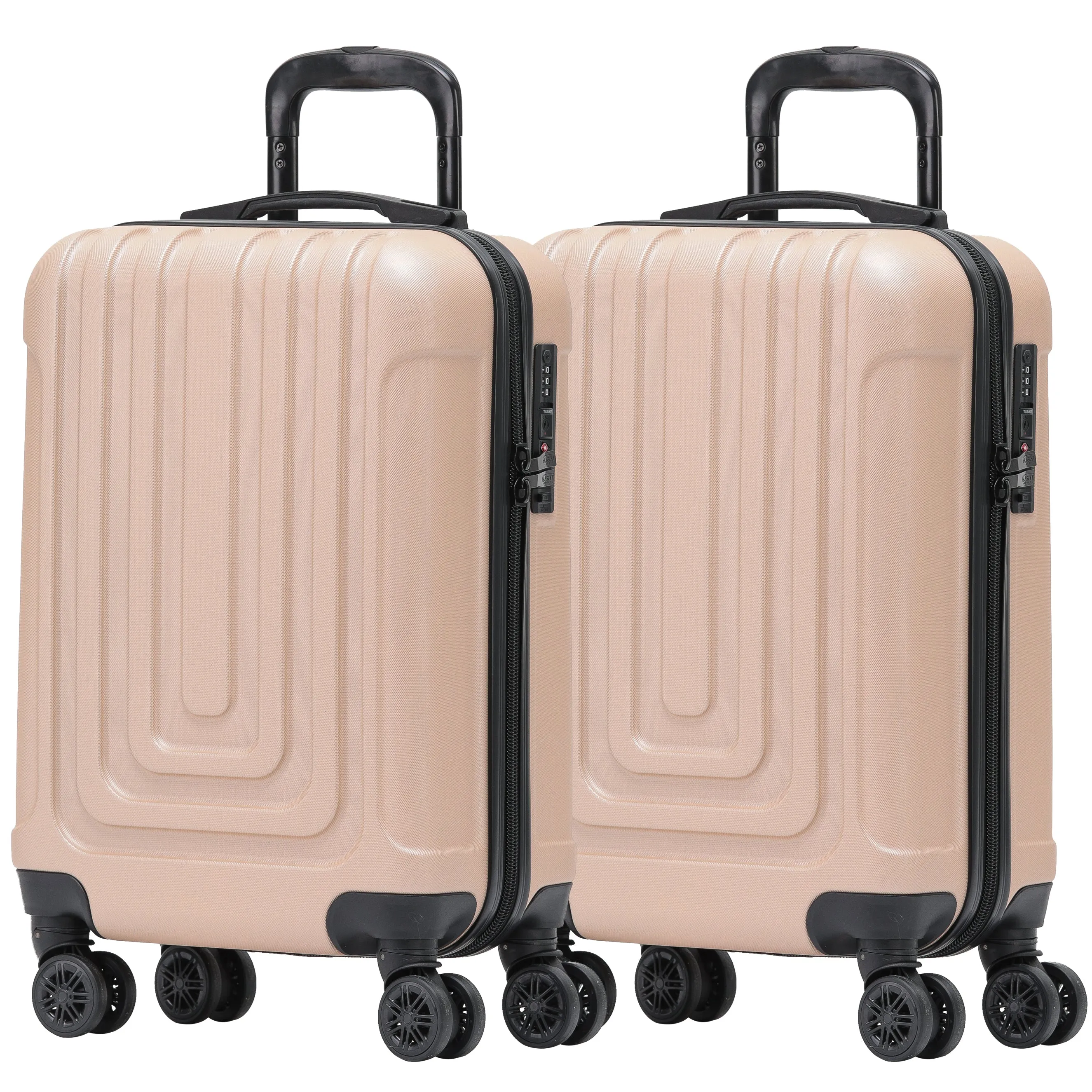 Set of 2 Lightweight Carry On Suitcase TSA USB Port 8 Wheels easyJet Approved