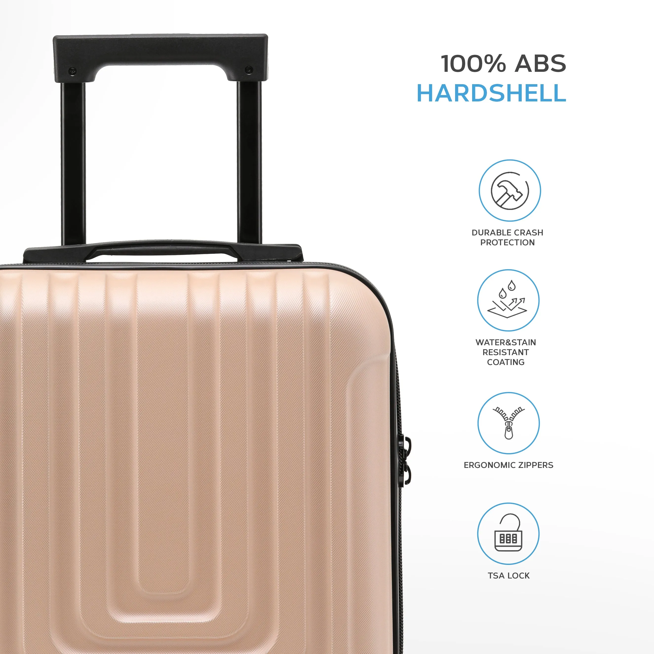 Set of 2 Lightweight Carry On Suitcase TSA USB Port 8 Wheels easyJet Approved