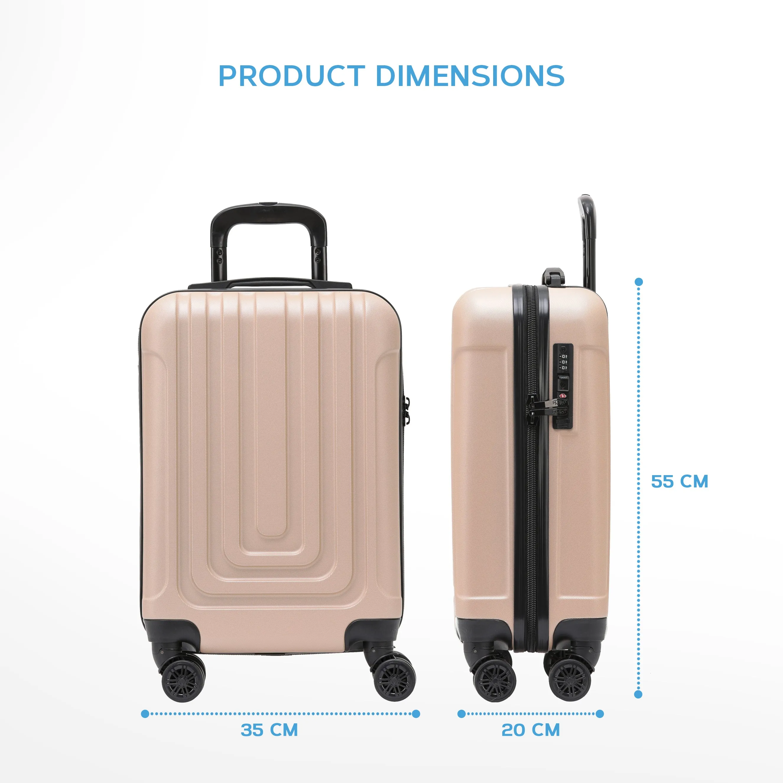Set of 2 Lightweight Carry On Suitcase TSA USB Port 8 Wheels easyJet Approved