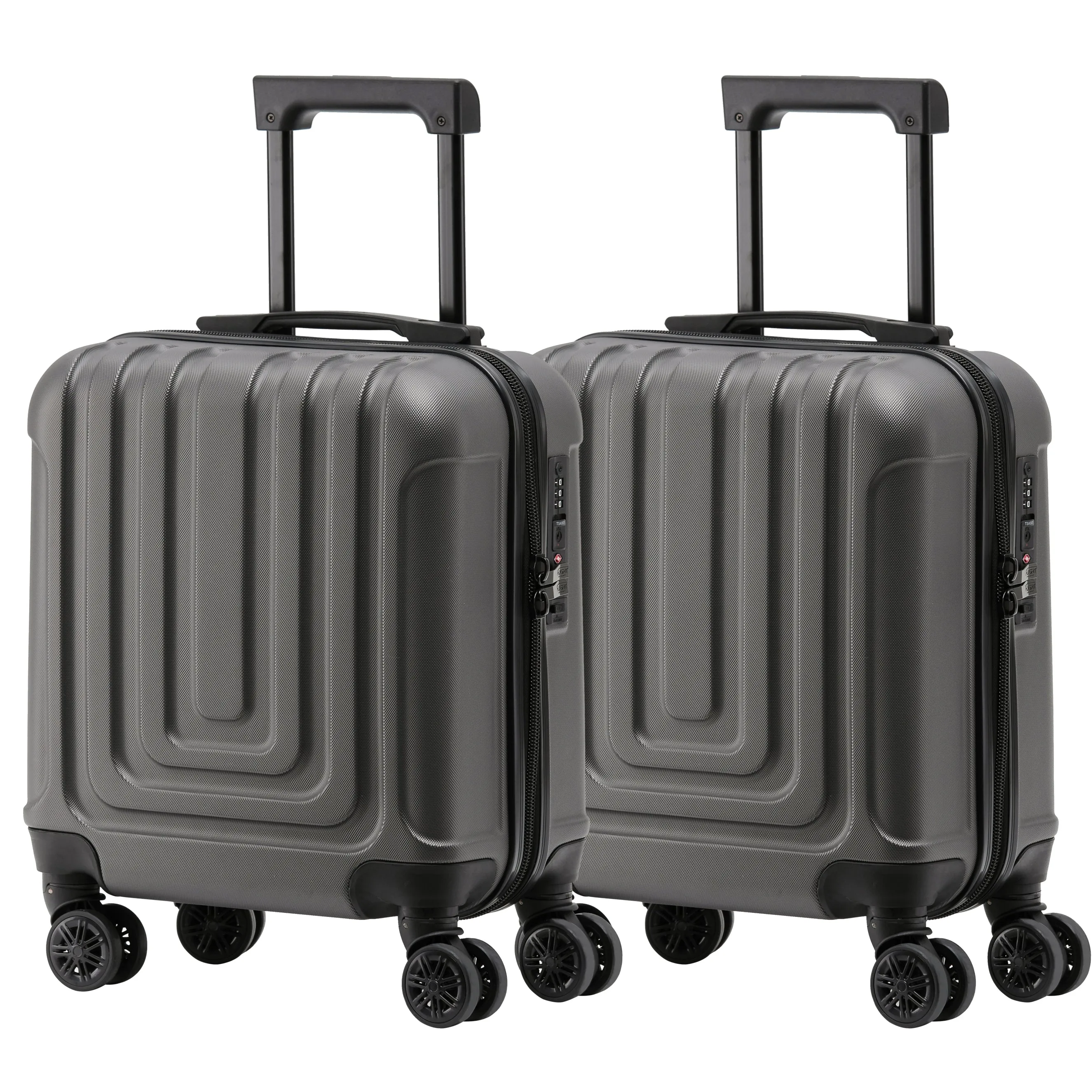 Set of 2 Lightweight Carry On Suitcase TSA USB Port 8 Wheels easyJet Approved