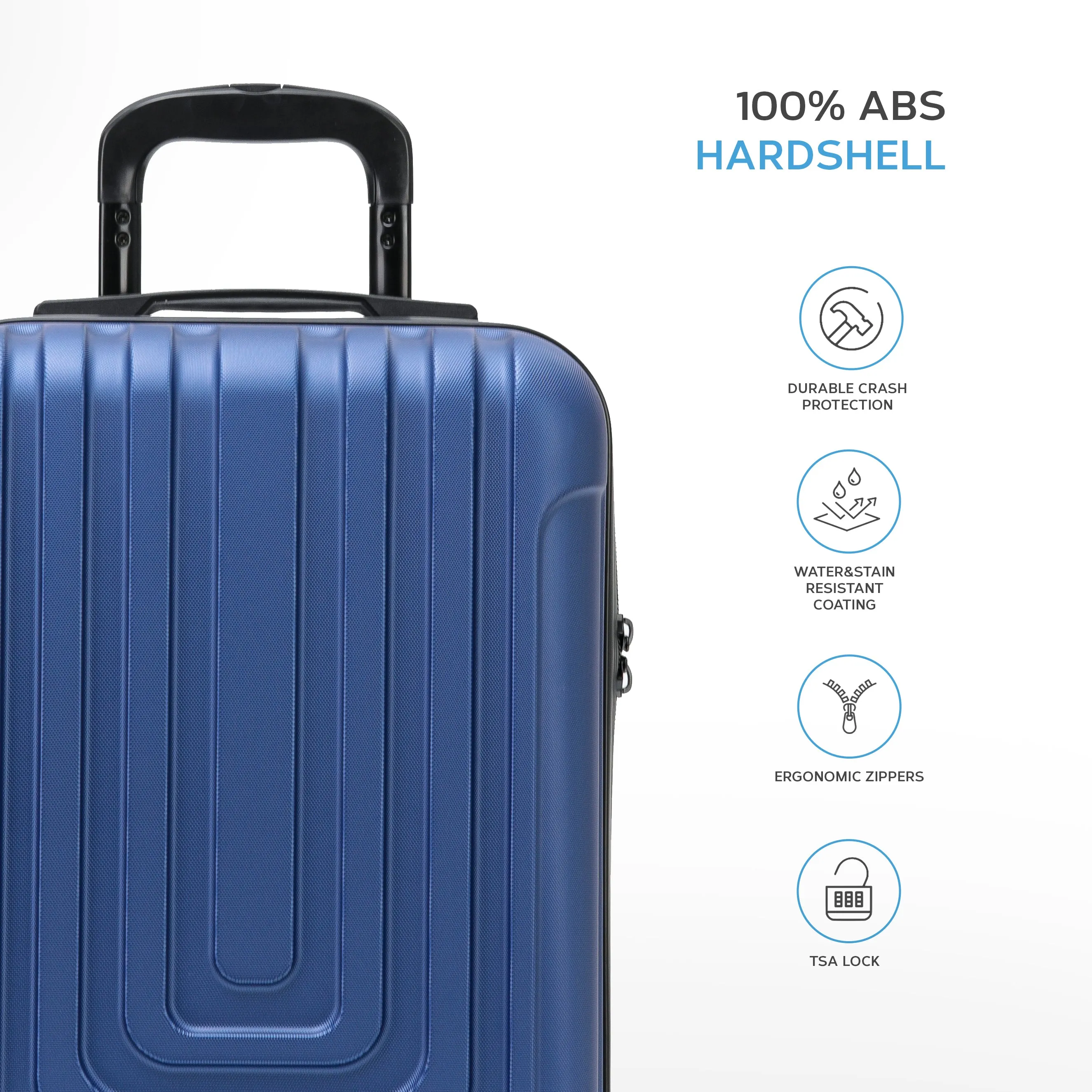 Set of 2 Lightweight Carry On Suitcase TSA USB Port 8 Wheels easyJet Approved