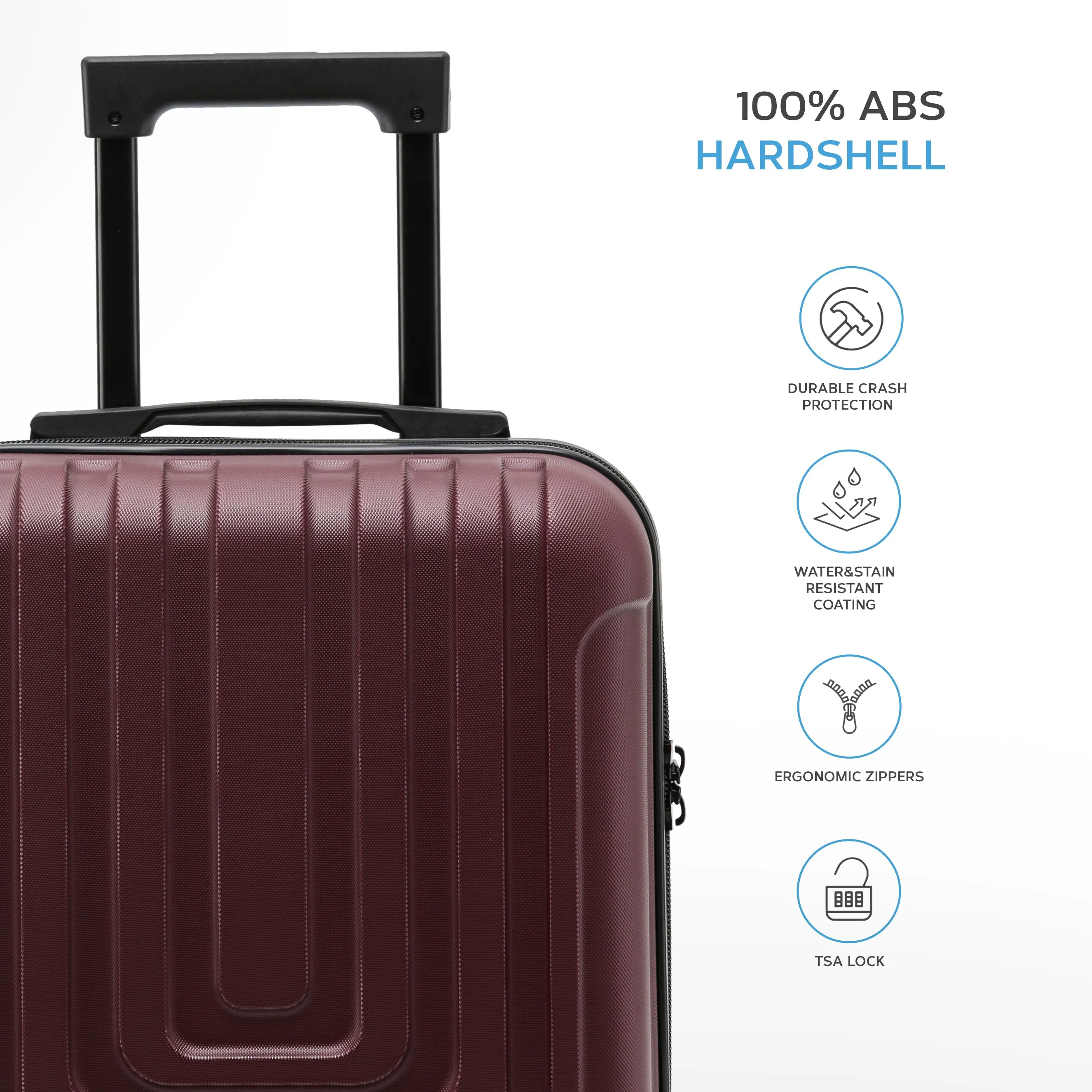 Set of 2 Lightweight Carry On Suitcase TSA USB Port 8 Wheels easyJet Approved