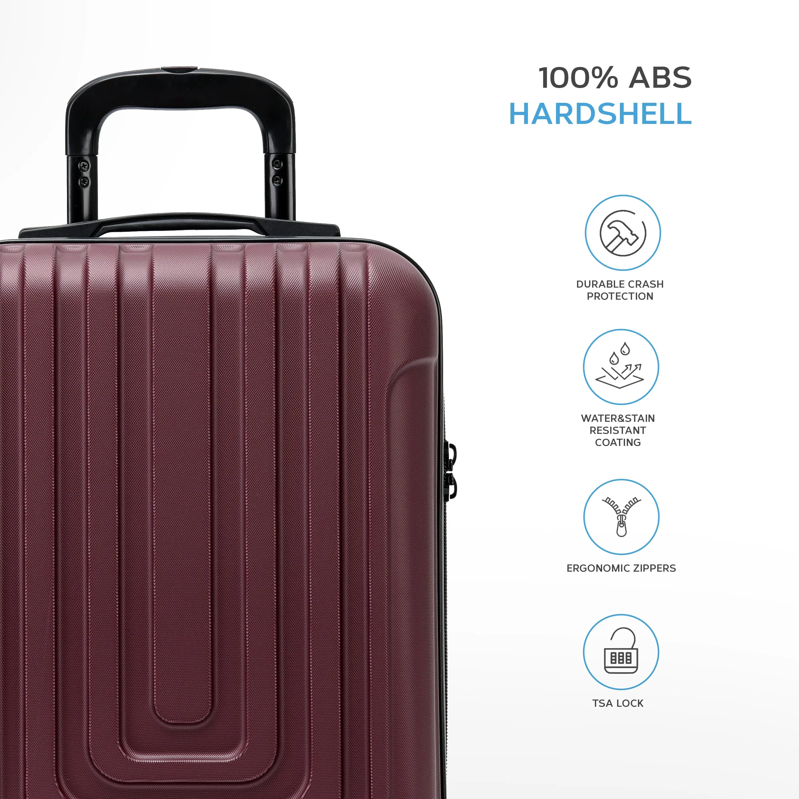 Set of 2 Lightweight Carry On Suitcase TSA USB Port 8 Wheels easyJet Approved