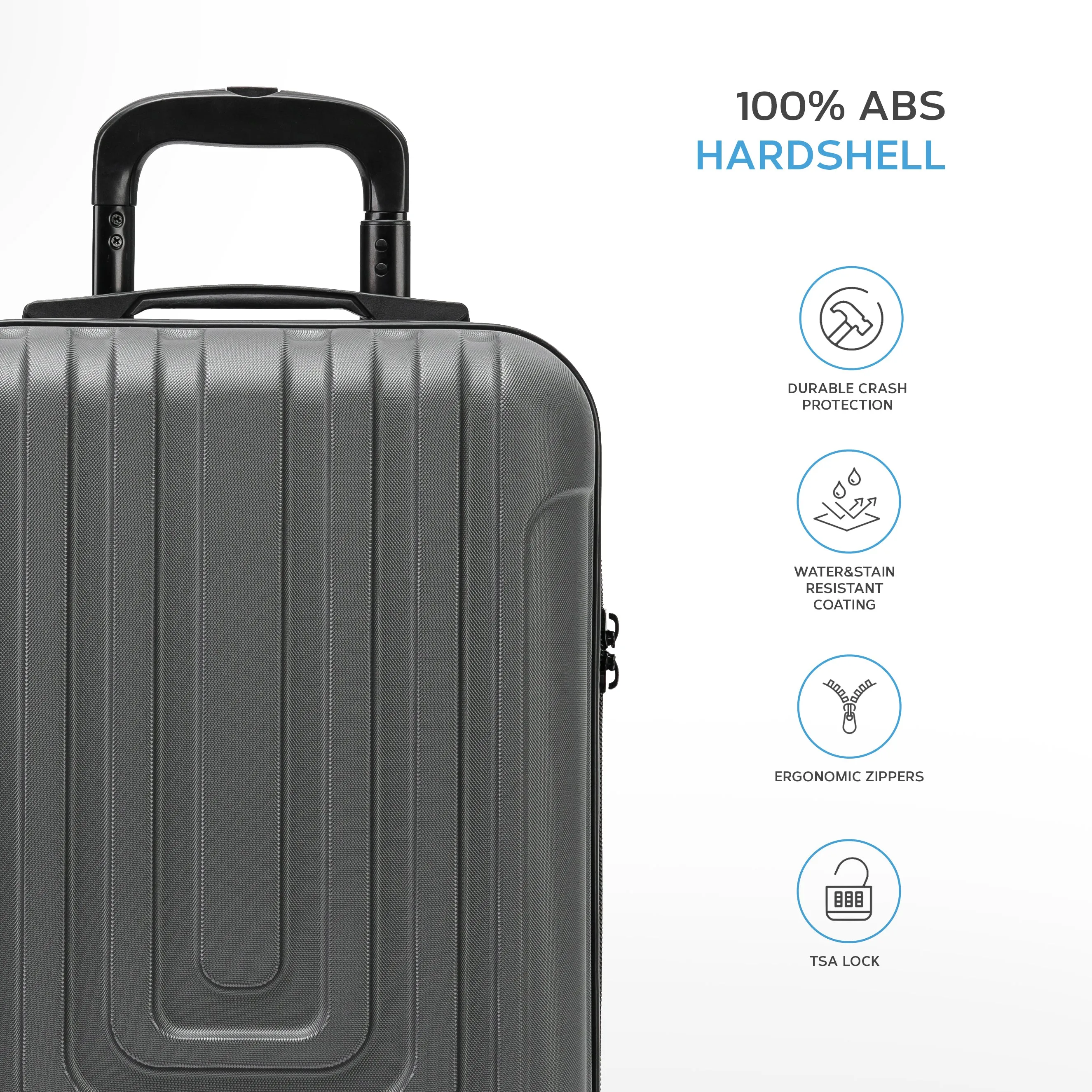 Set of 2 Lightweight Carry On Suitcase TSA USB Port 8 Wheels easyJet Approved
