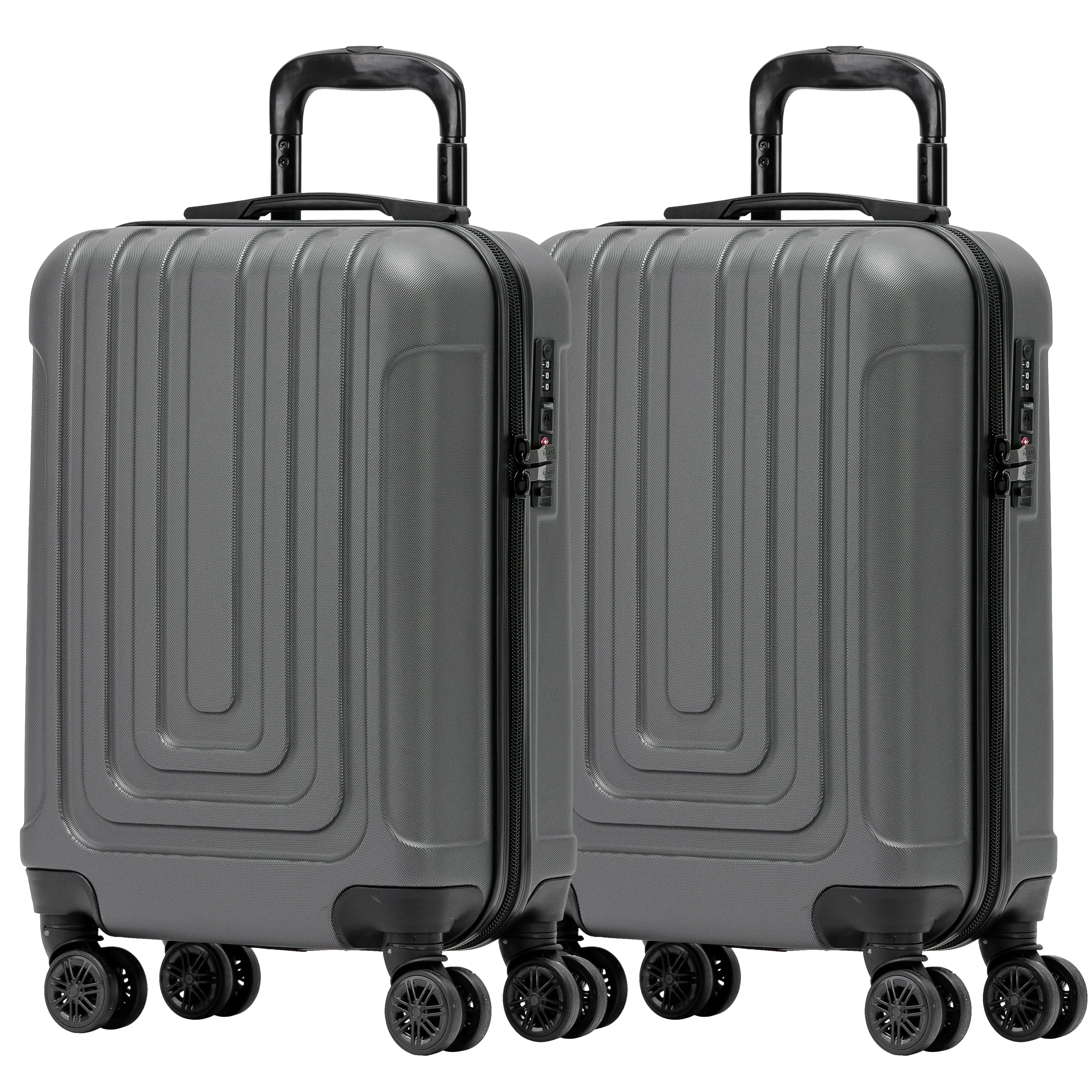 Set of 2 Lightweight Carry On Suitcase TSA USB Port 8 Wheels easyJet Approved