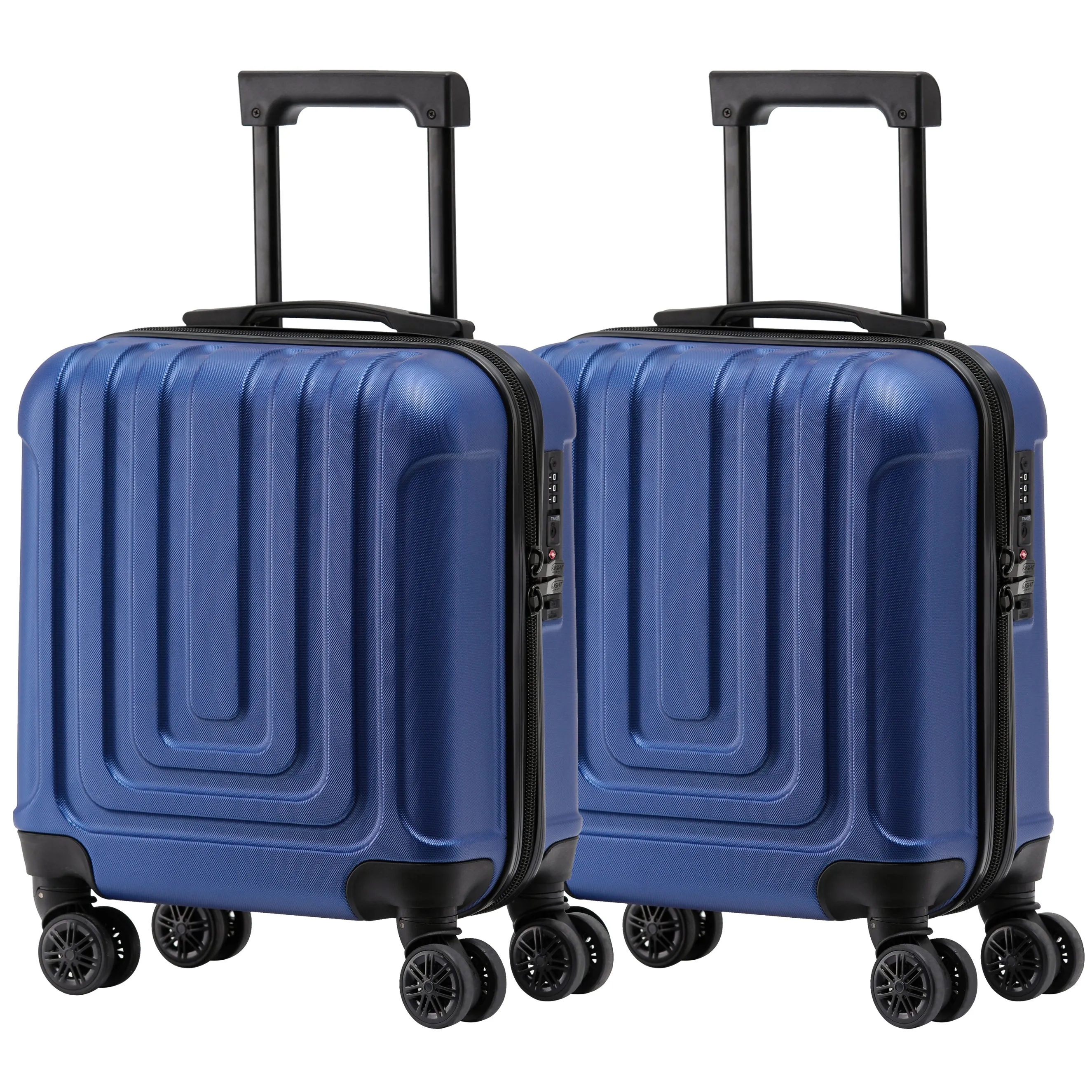 Set of 2 Lightweight Carry On Suitcase TSA USB Port 8 Wheels easyJet Approved