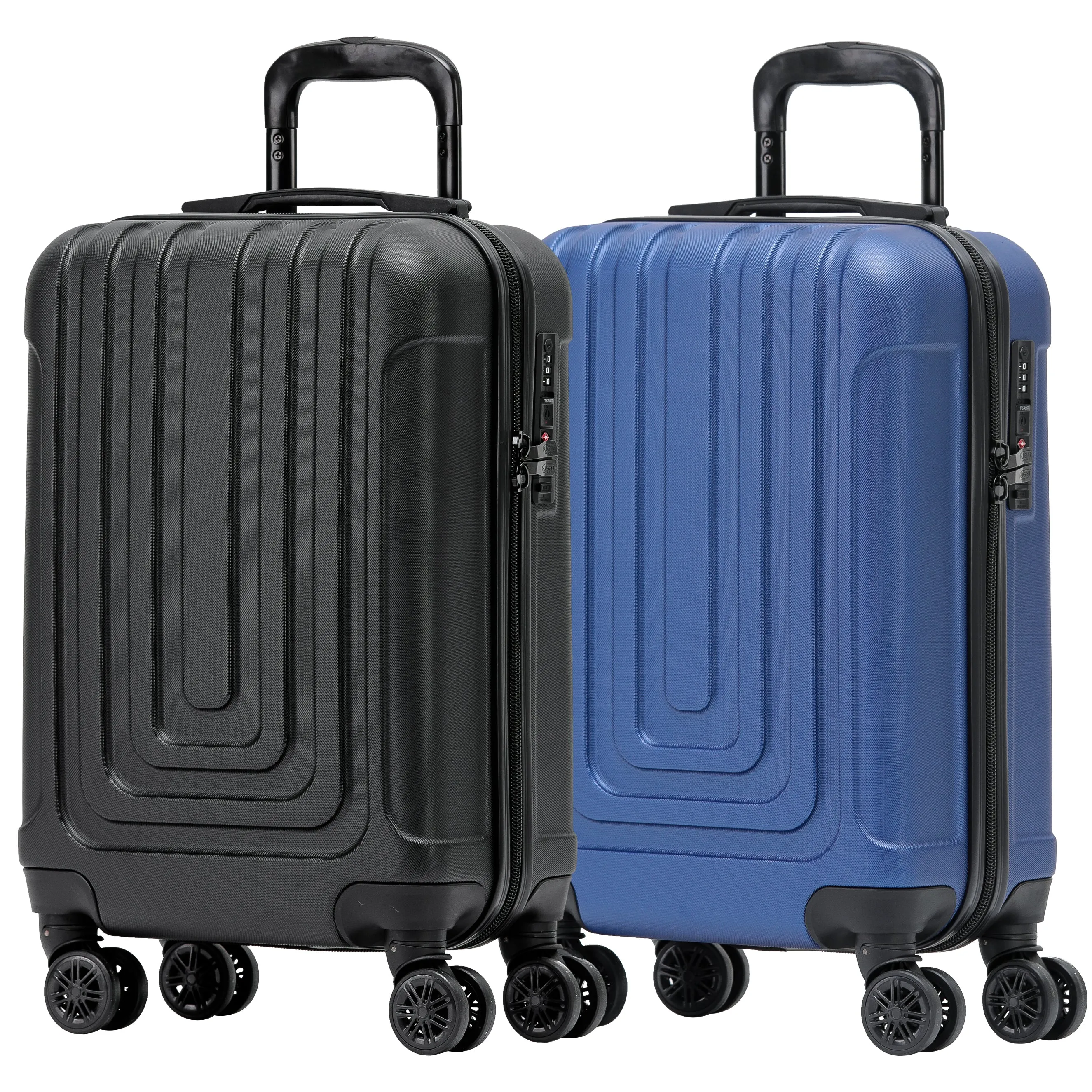 Set of 2 Lightweight Carry On Suitcase TSA USB Port 8 Wheels easyJet Approved
