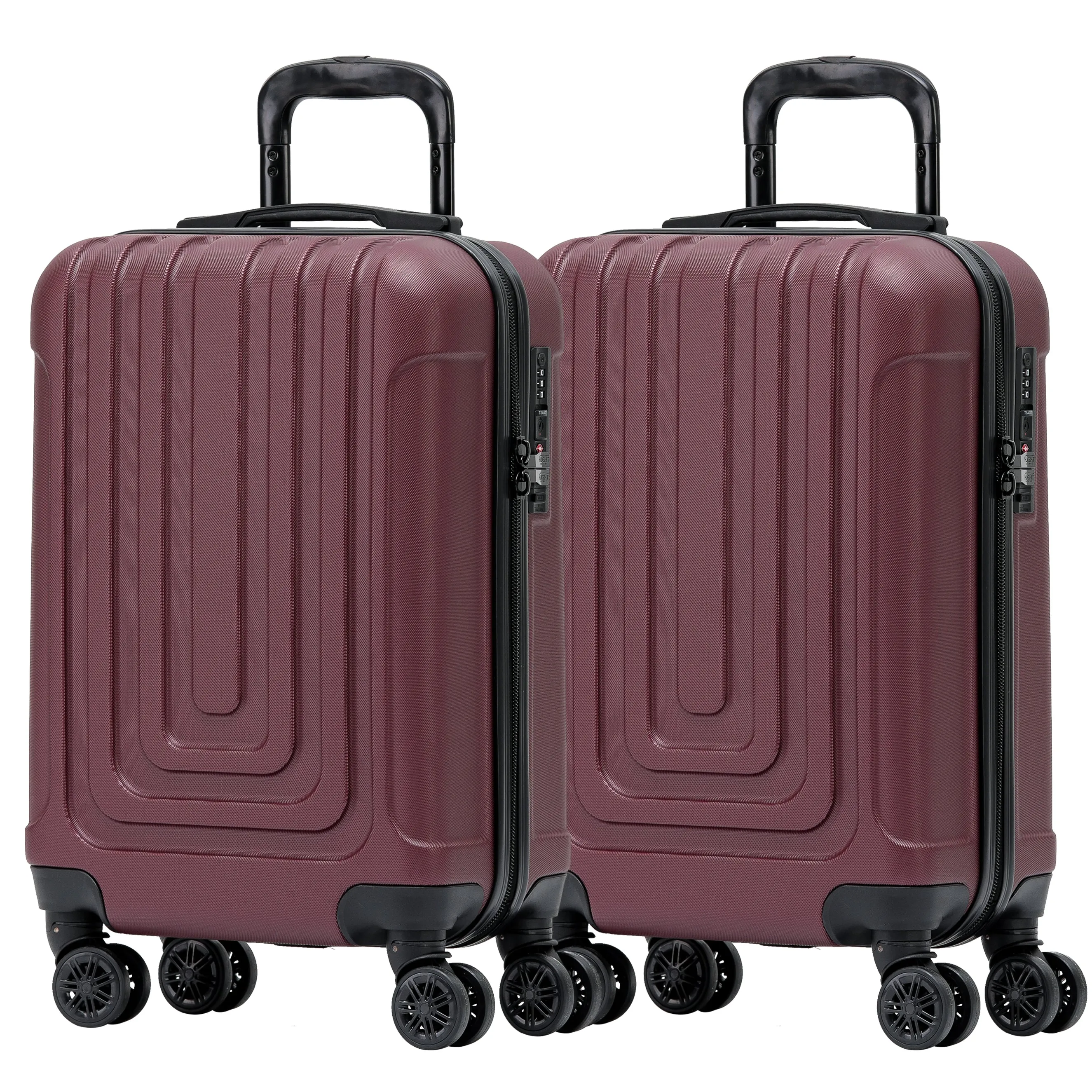 Set of 2 Lightweight Carry On Suitcase TSA USB Port 8 Wheels easyJet Approved