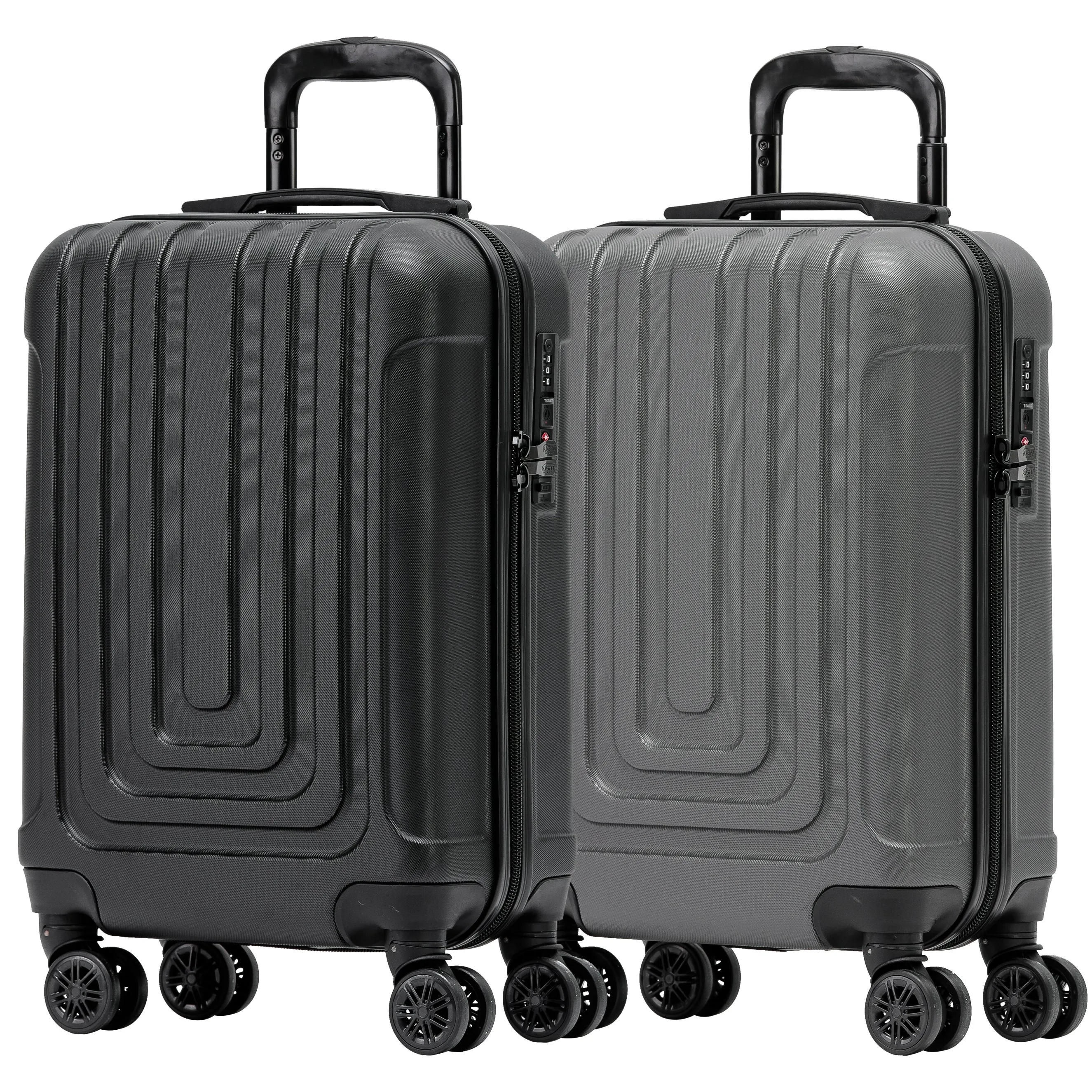 Set of 2 Lightweight Carry On Suitcase TSA USB Port 8 Wheels easyJet Approved