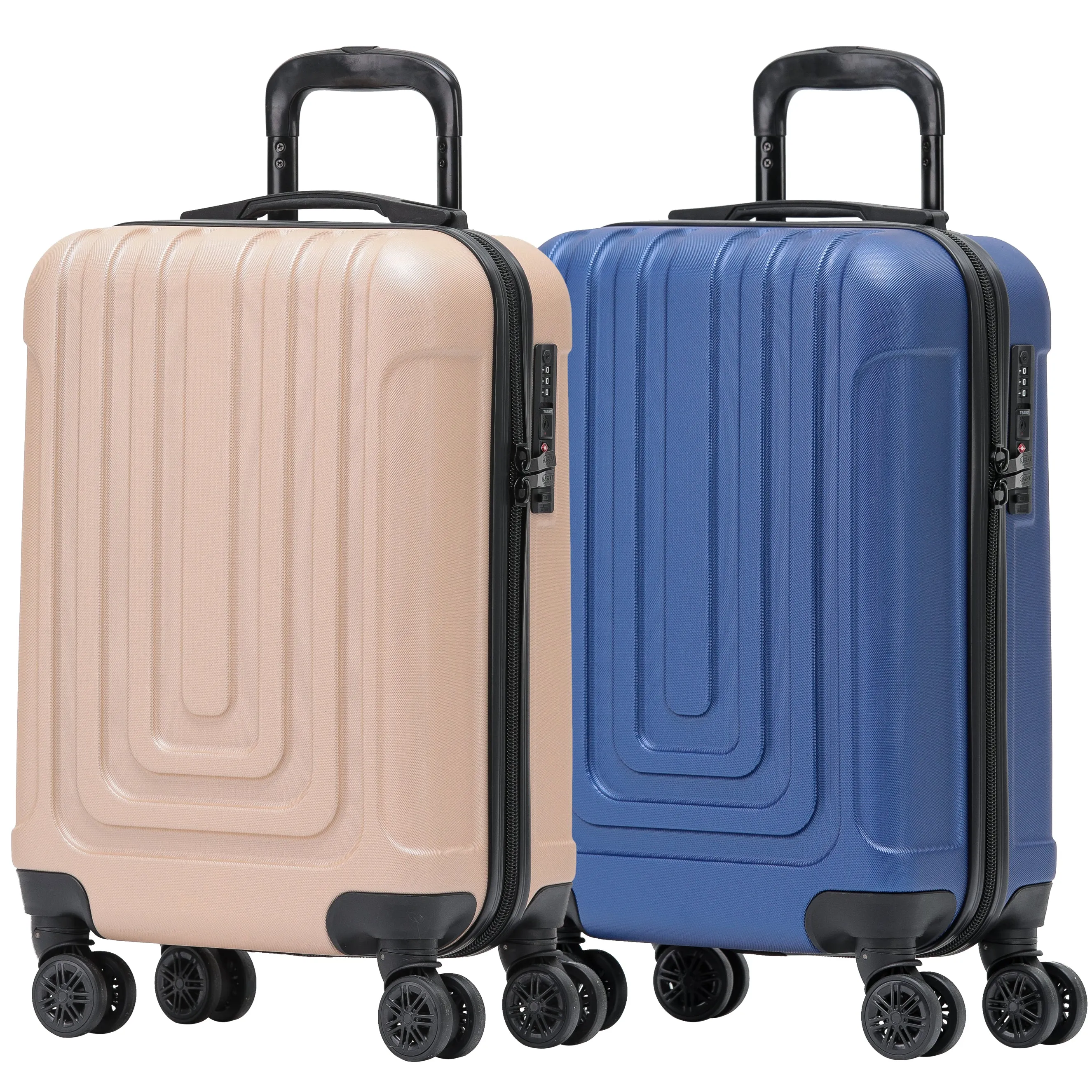 Set of 2 Lightweight Carry On Suitcase TSA USB Port 8 Wheels easyJet Approved