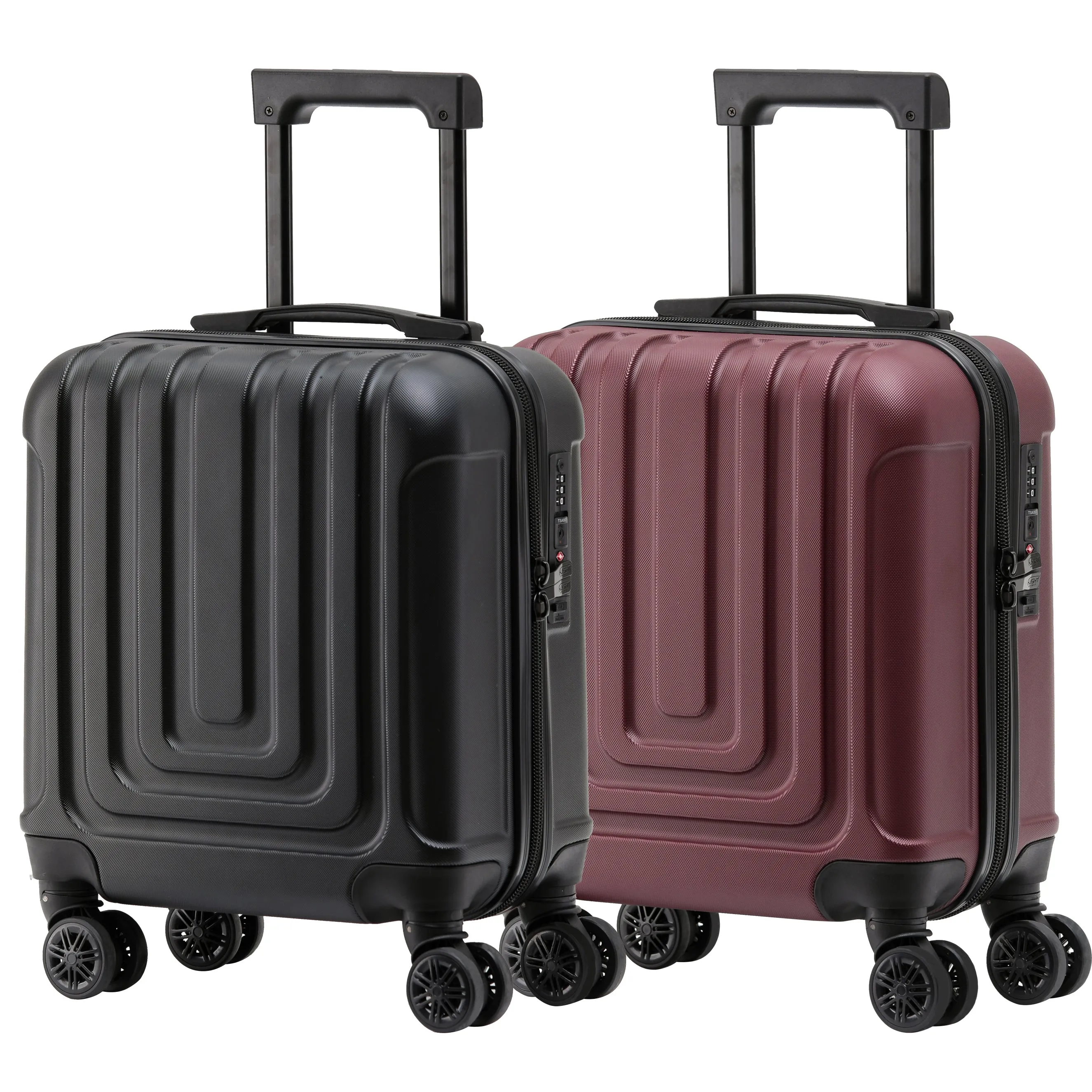 Set of 2 Lightweight Carry On Suitcase TSA USB Port 8 Wheels easyJet Approved