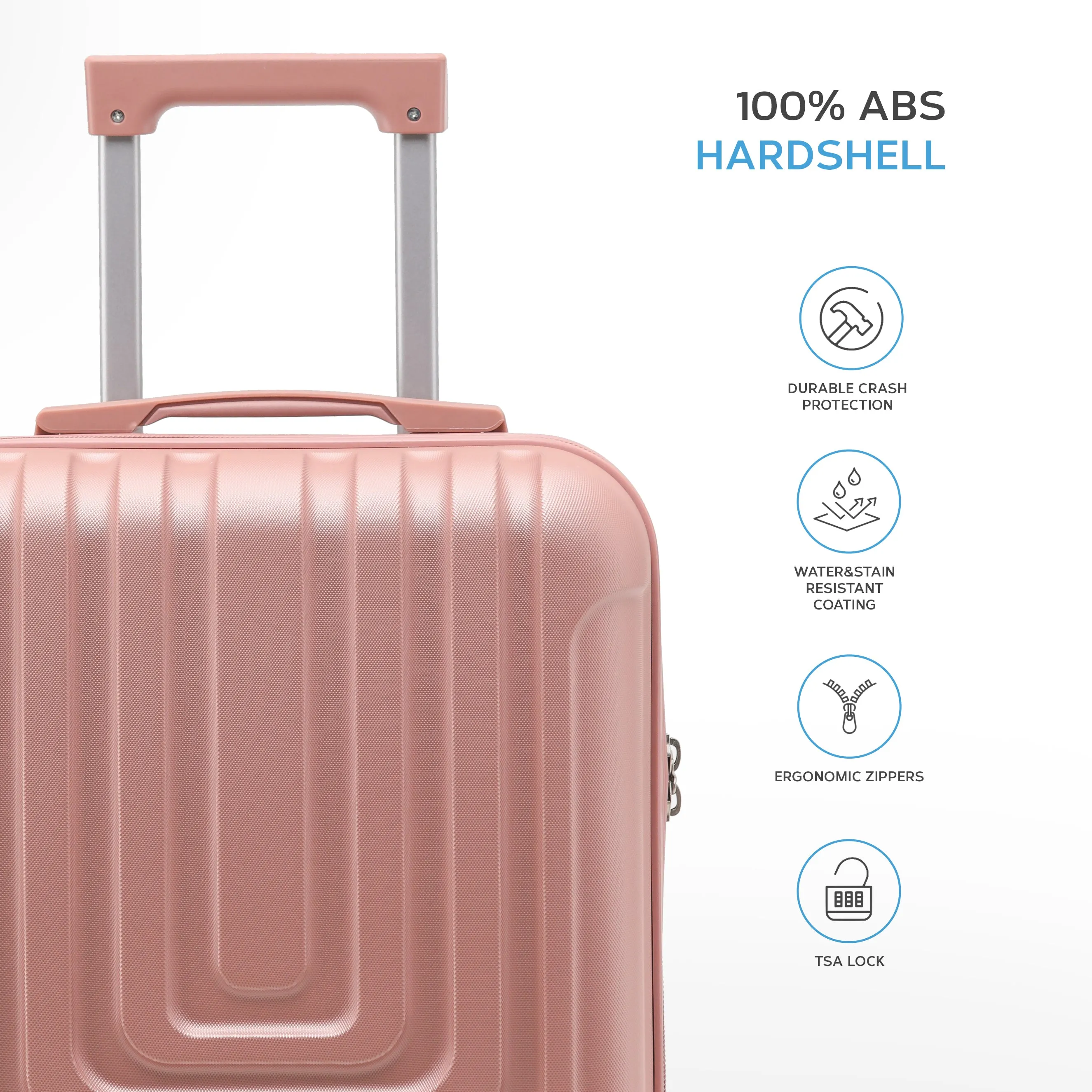 Set of 2 Lightweight Carry On Suitcase TSA USB Port 8 Wheels easyJet Approved