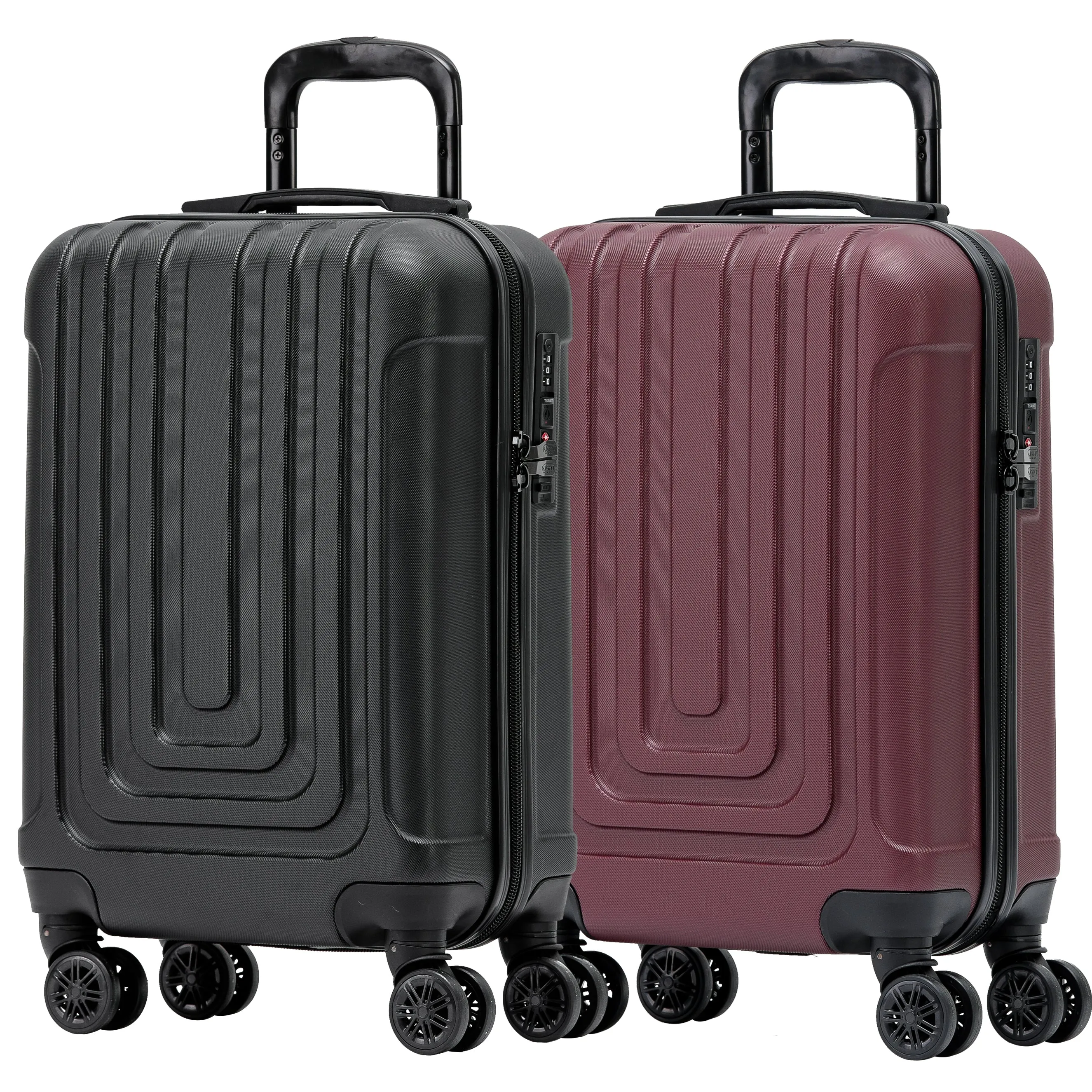 Set of 2 Lightweight Carry On Suitcase TSA USB Port 8 Wheels easyJet Approved