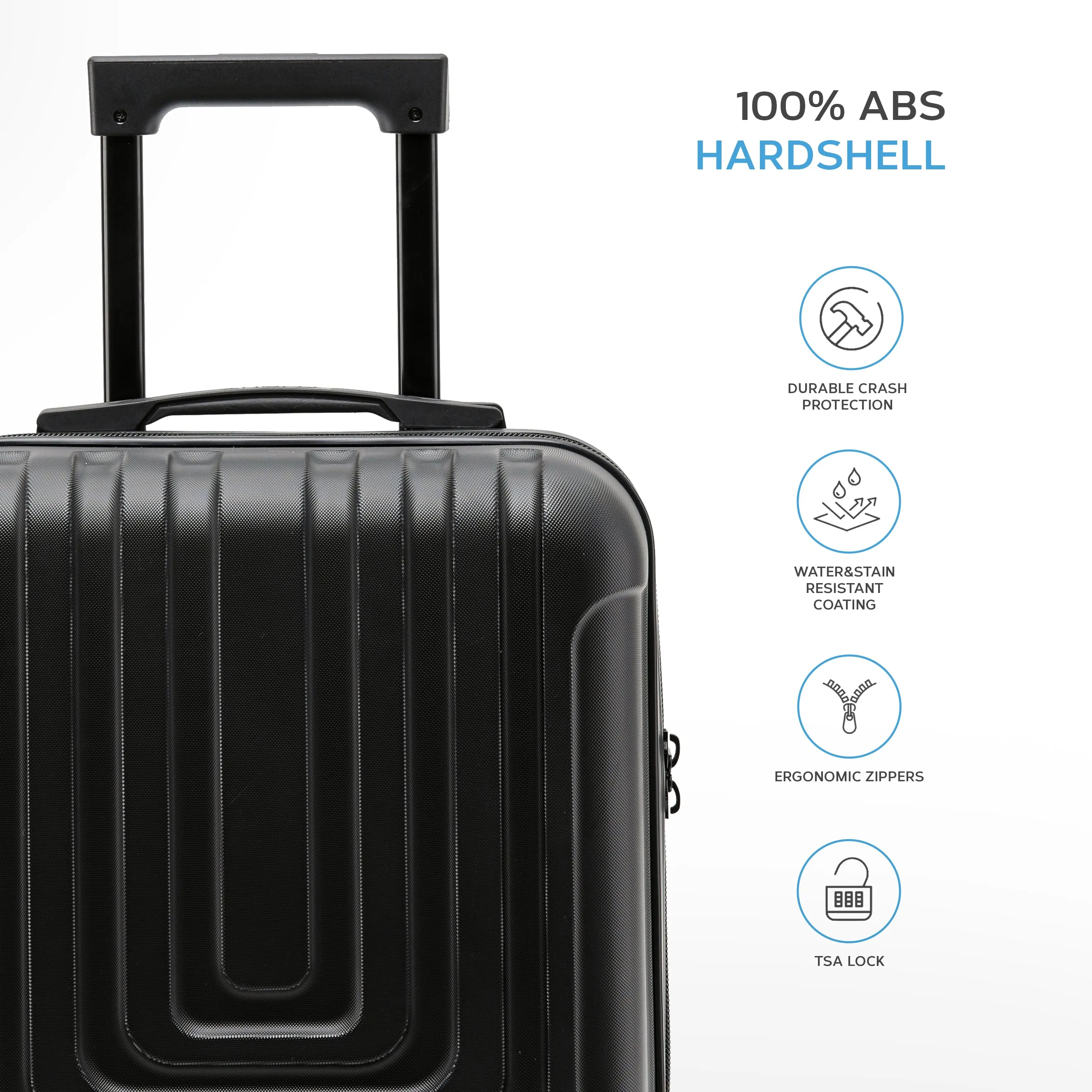 Set of 2 Lightweight Carry On Suitcase TSA USB Port 8 Wheels easyJet Approved