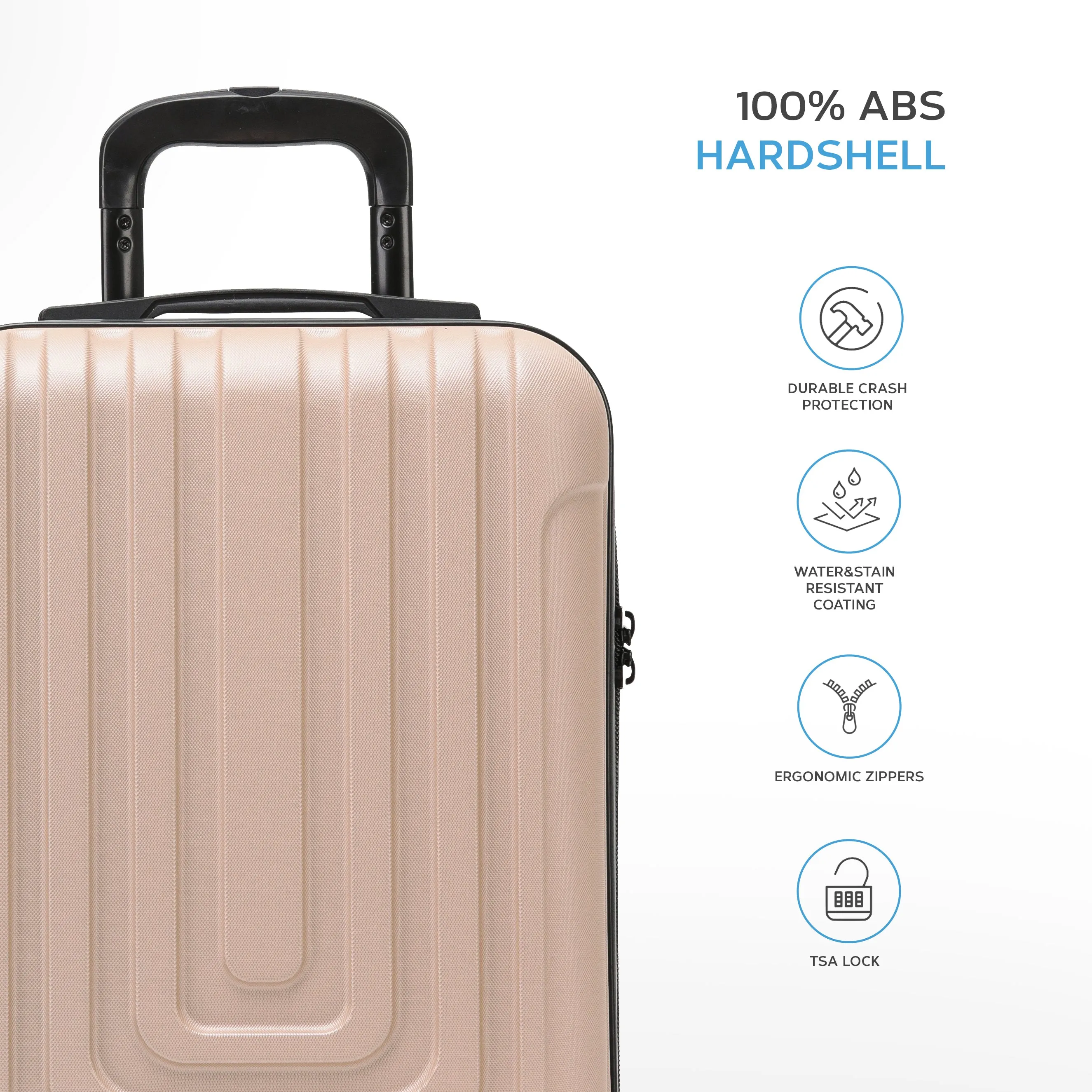Set of 2 Lightweight Carry On Suitcase TSA USB Port 8 Wheels easyJet Approved