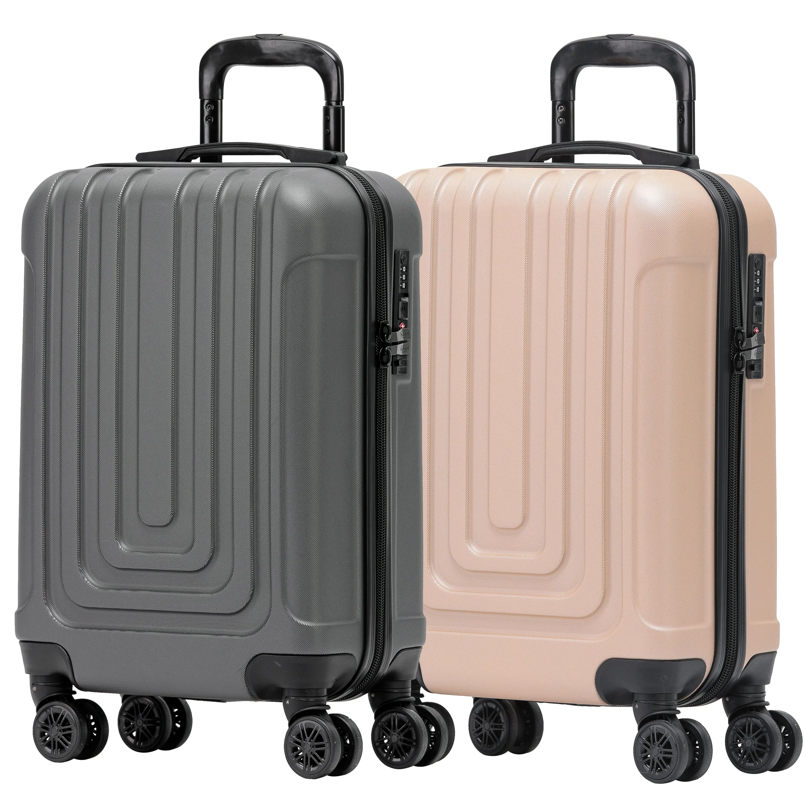 Set of 2 Lightweight Carry On Suitcase TSA USB Port 8 Wheels easyJet Approved