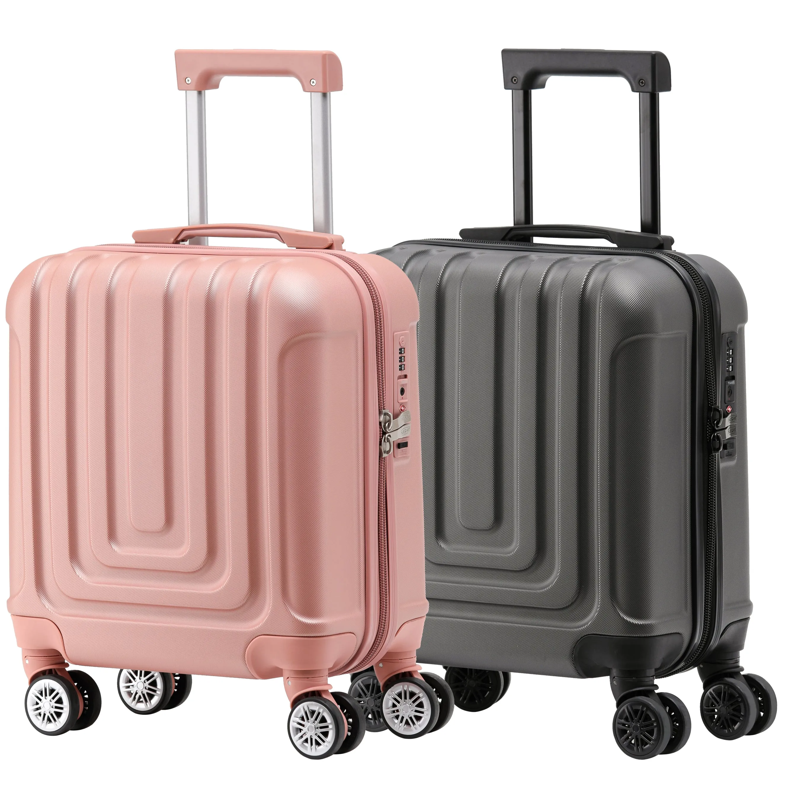 Set of 2 Lightweight Carry On Suitcase TSA USB Port 8 Wheels easyJet Approved