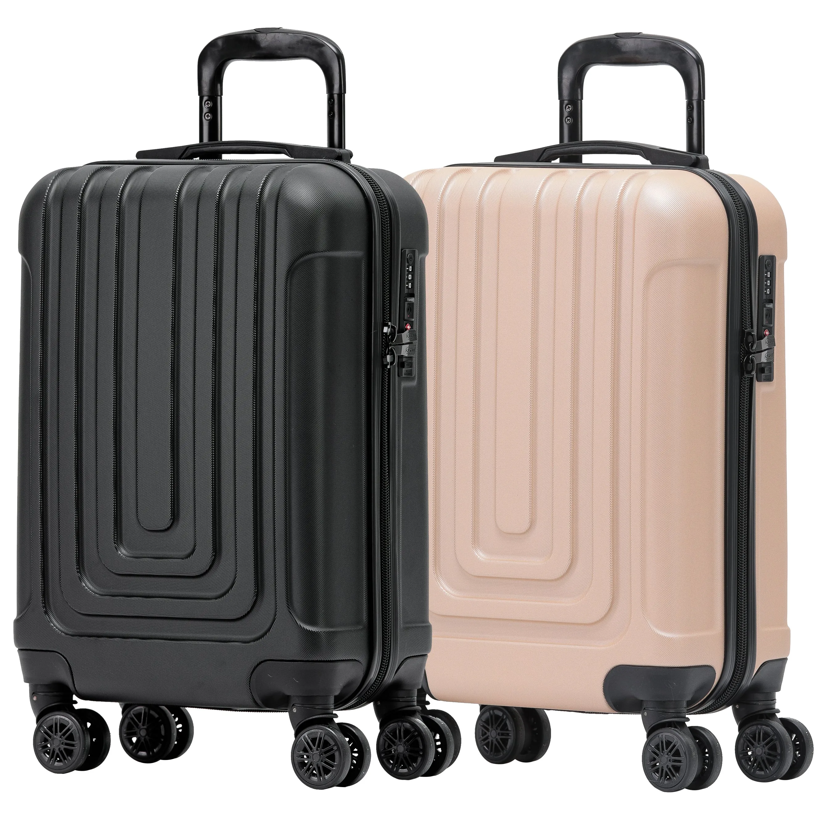 Set of 2 Lightweight Carry On Suitcase TSA USB Port 8 Wheels easyJet Approved